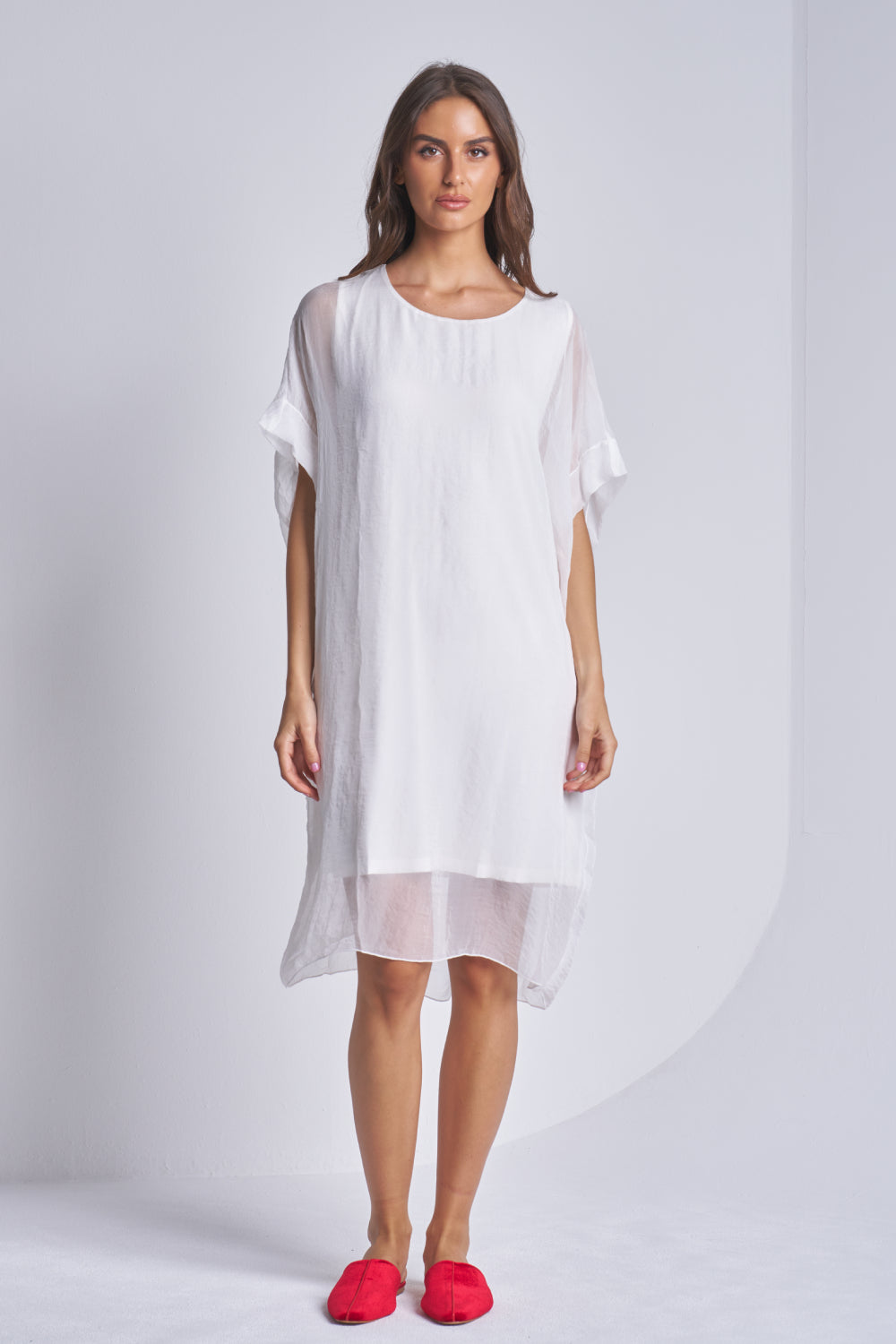 SILK DRESS WITH COTTON LINING