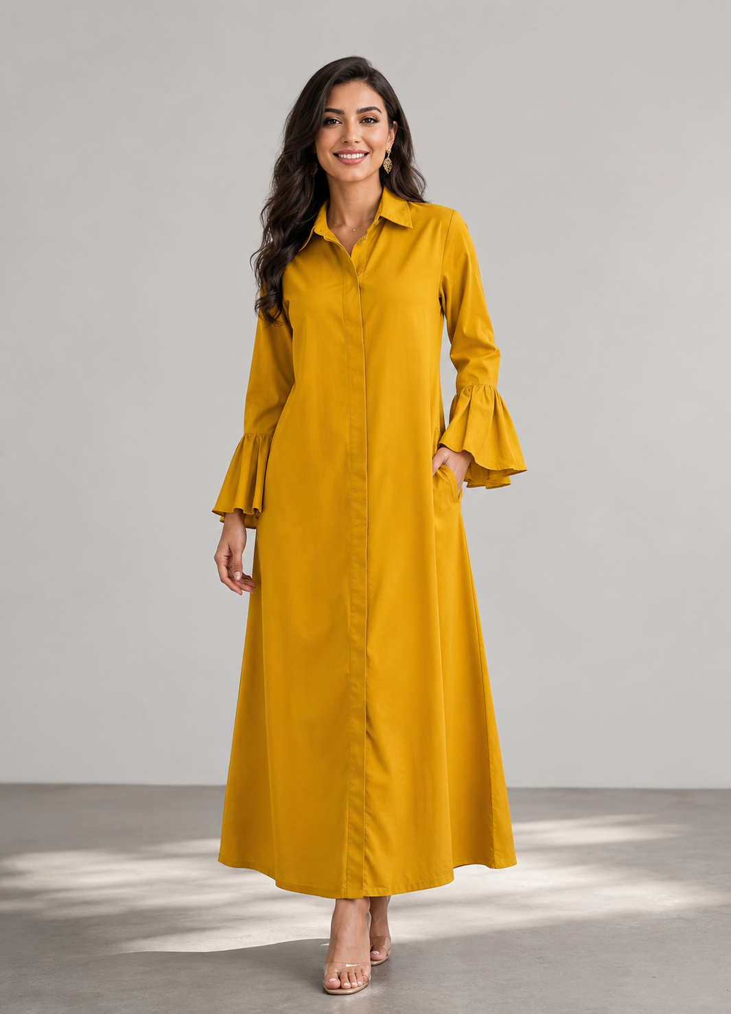 6 Plain Long Shirt incha gold SAHARA
