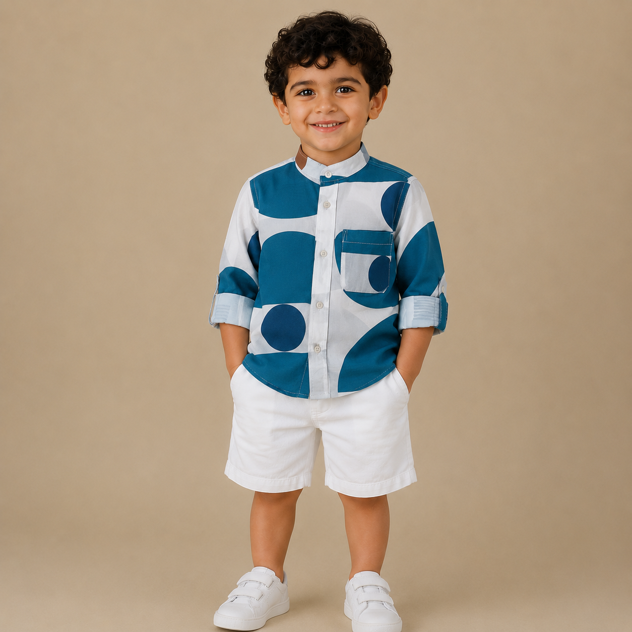 BOYS Short & Shirt Set Blue Contemporary