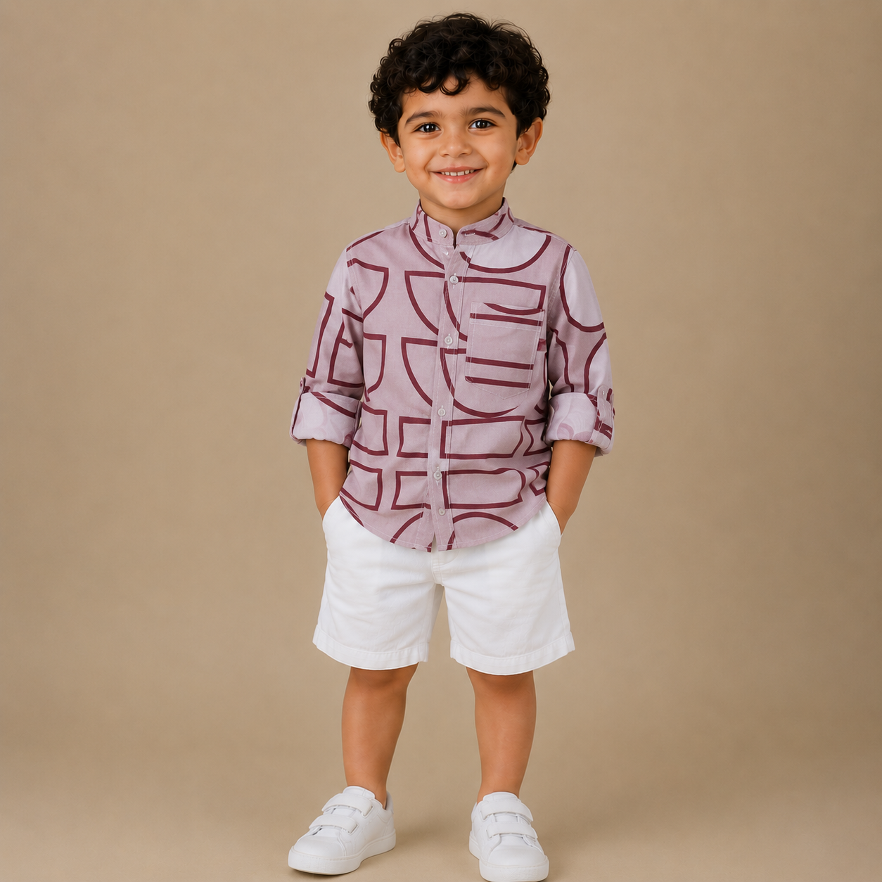 BOYS Short & Shirt Set Pink Geo
