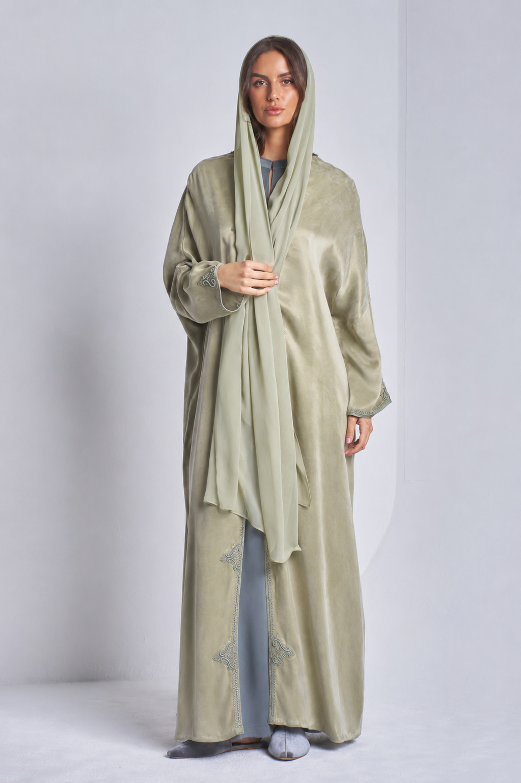 SS26-Silk Abaya with scarf