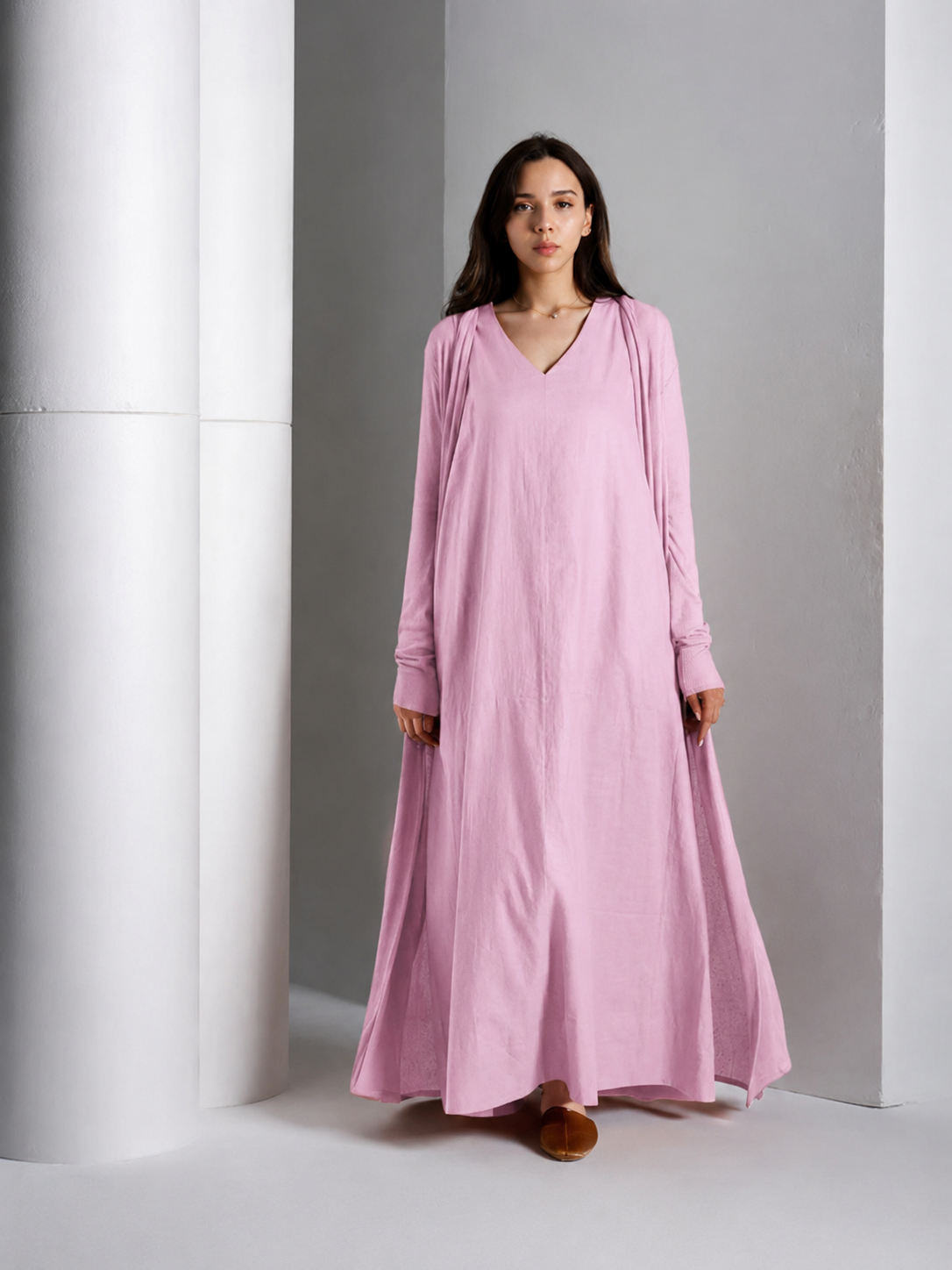 Ribbed Long Knit Cardigan Set