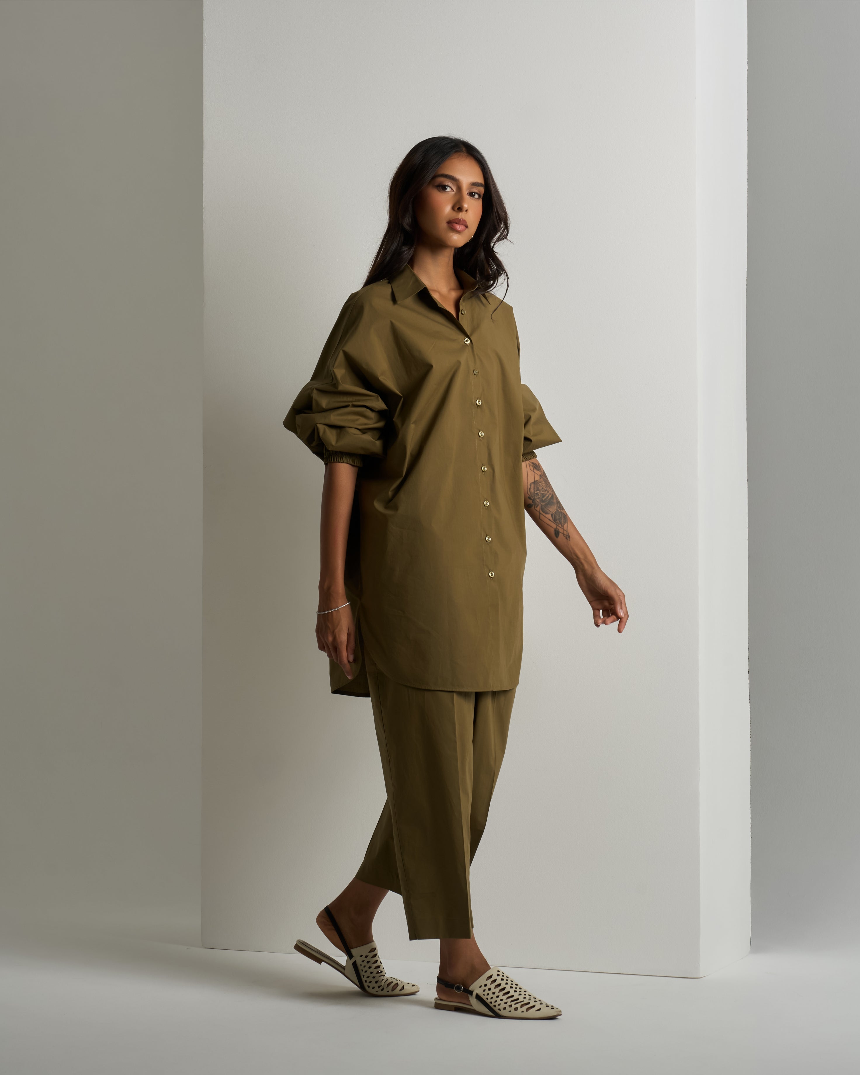 COTTON BUTTON - UP SHIRT & PANTS