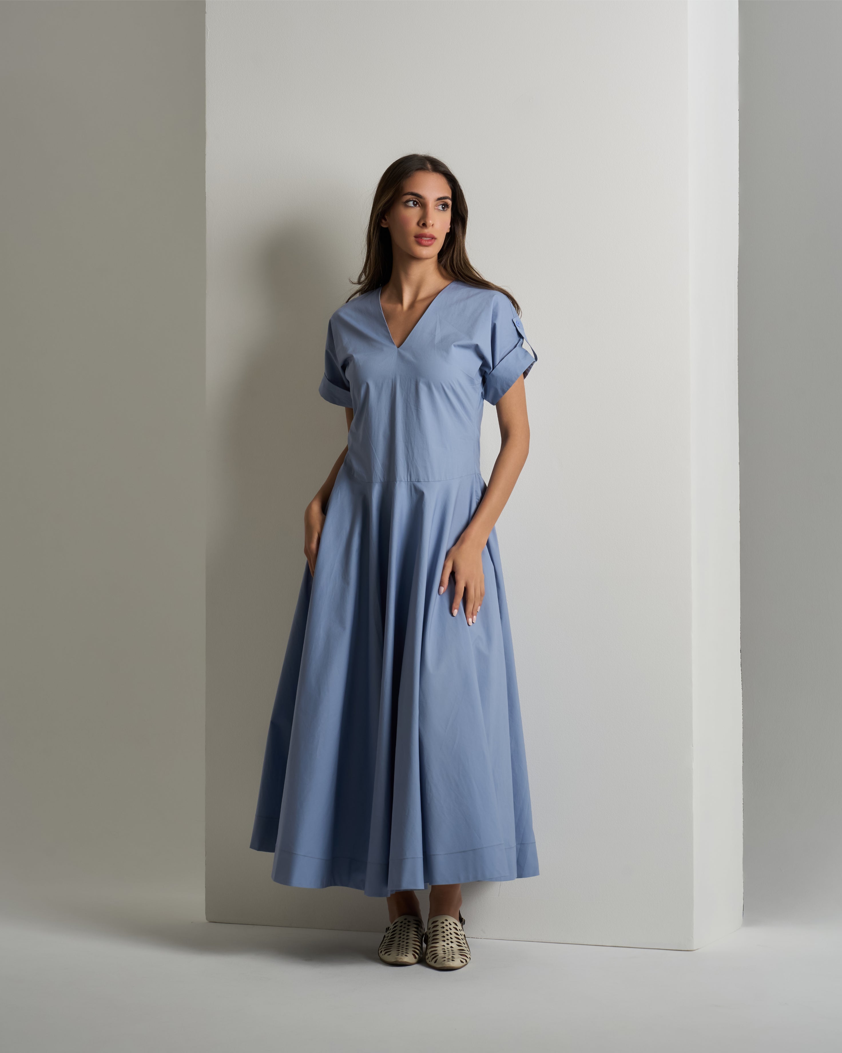 SHORT SLEEVE A-LINE DRESS