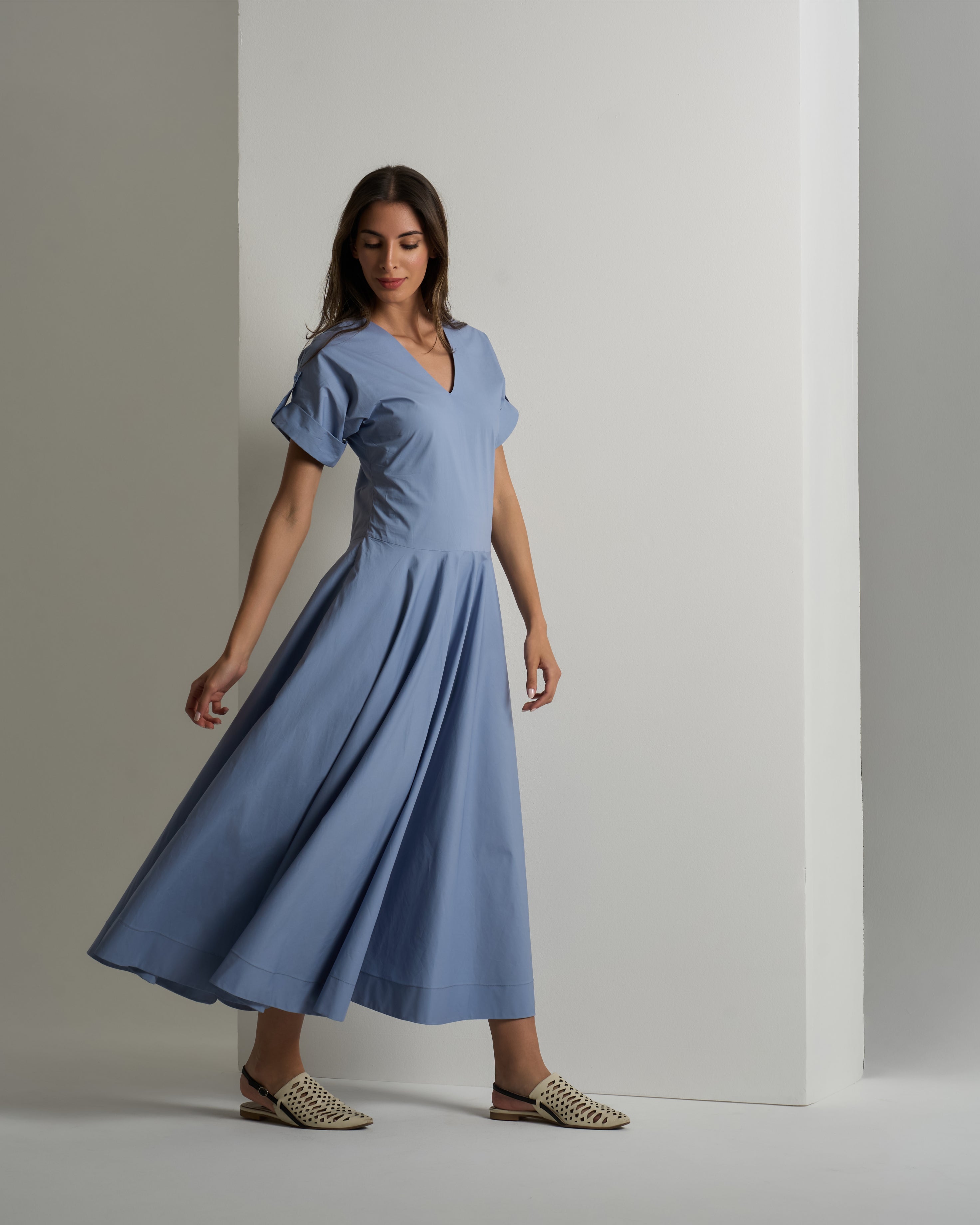 SHORT SLEEVE A-LINE DRESS