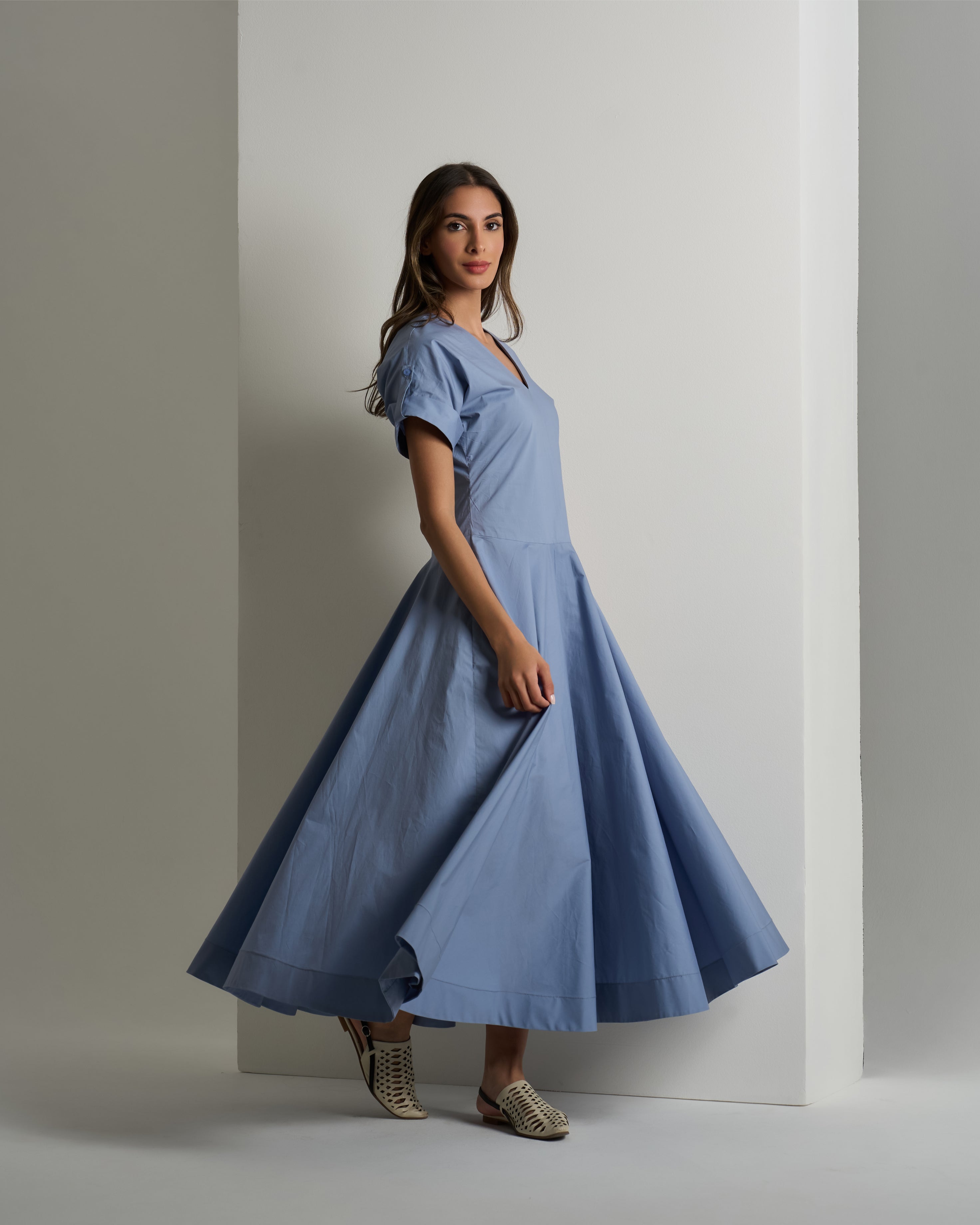 SHORT SLEEVE A-LINE DRESS