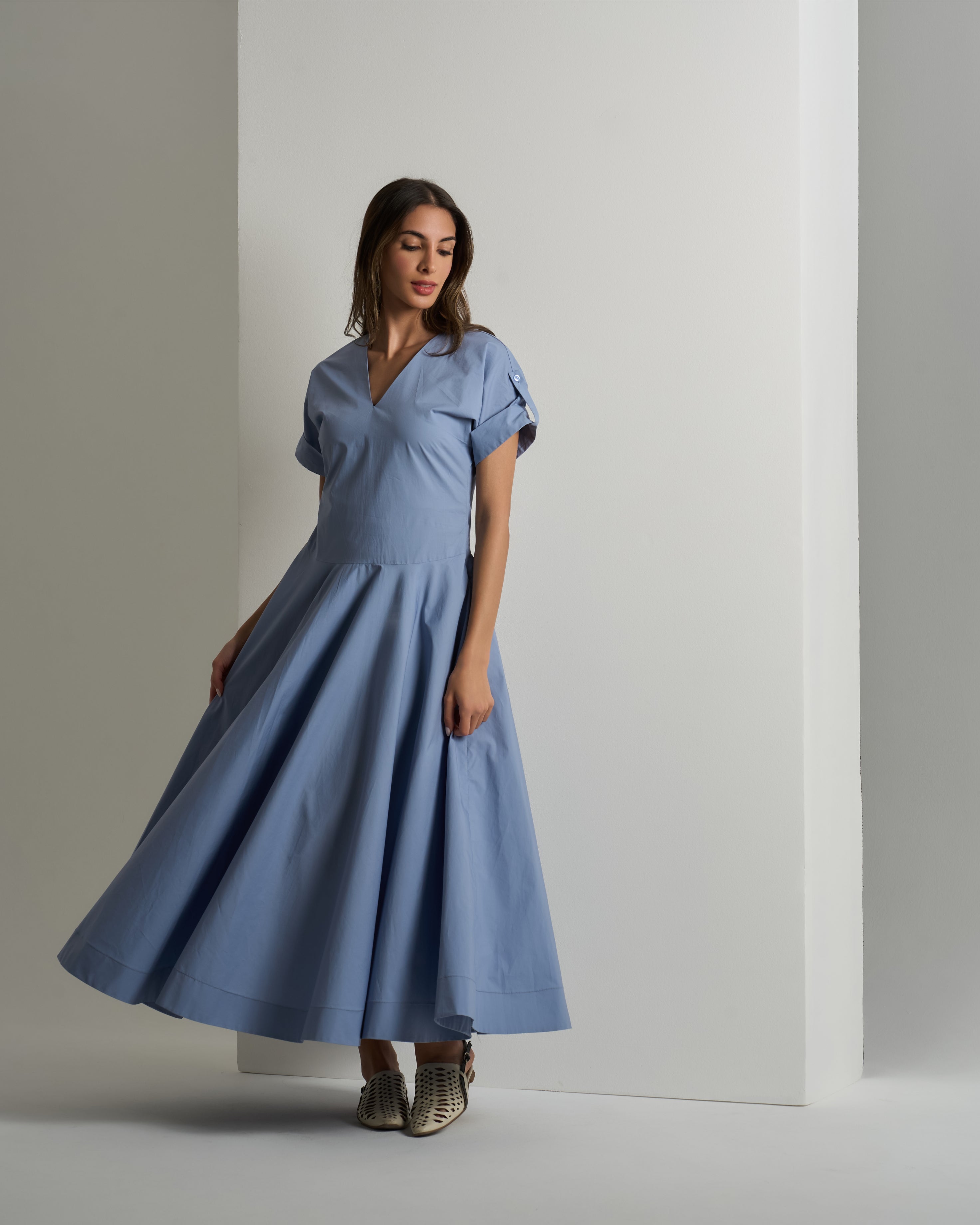 SHORT SLEEVE A-LINE DRESS