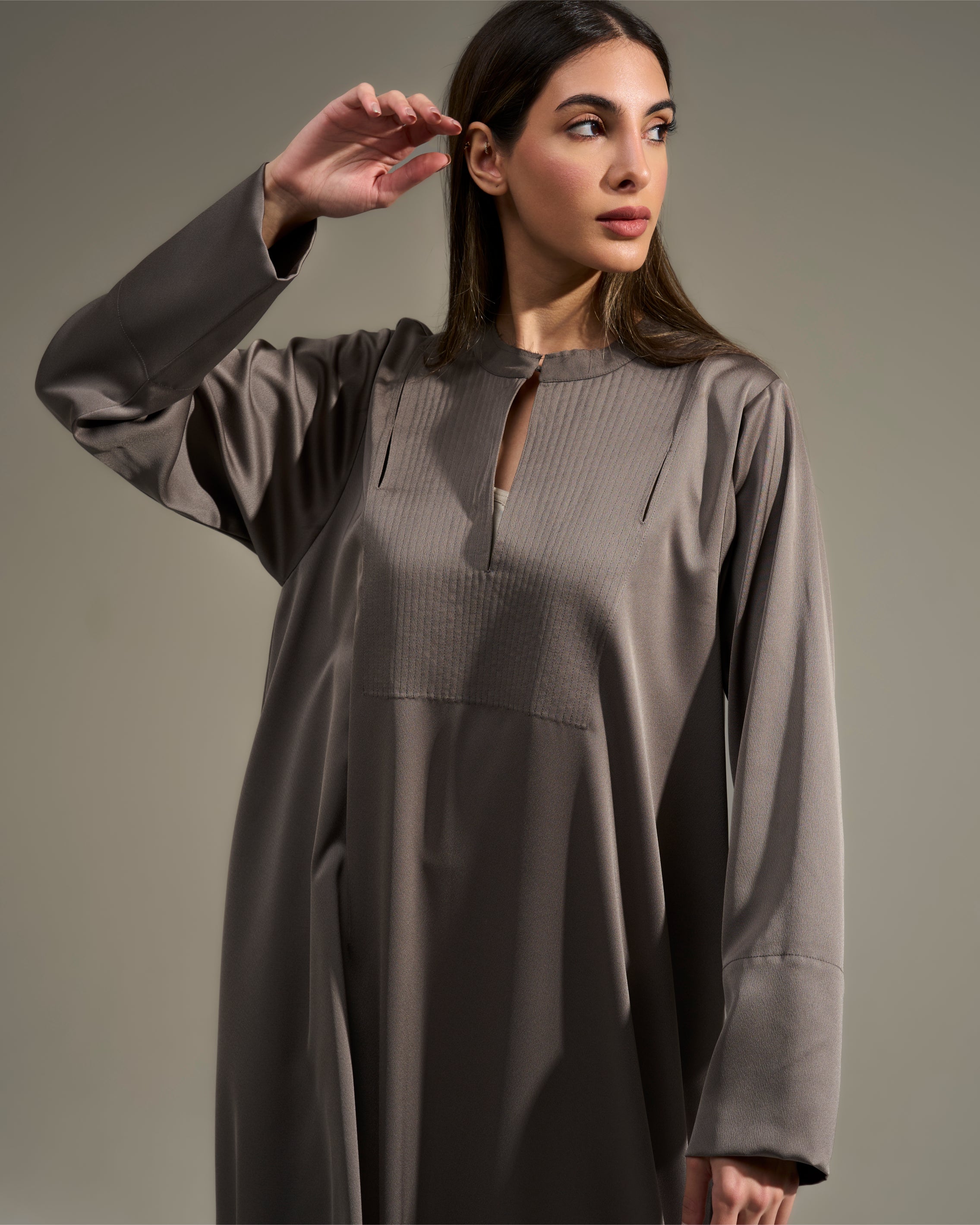 GREEN PINTUCK DRESS