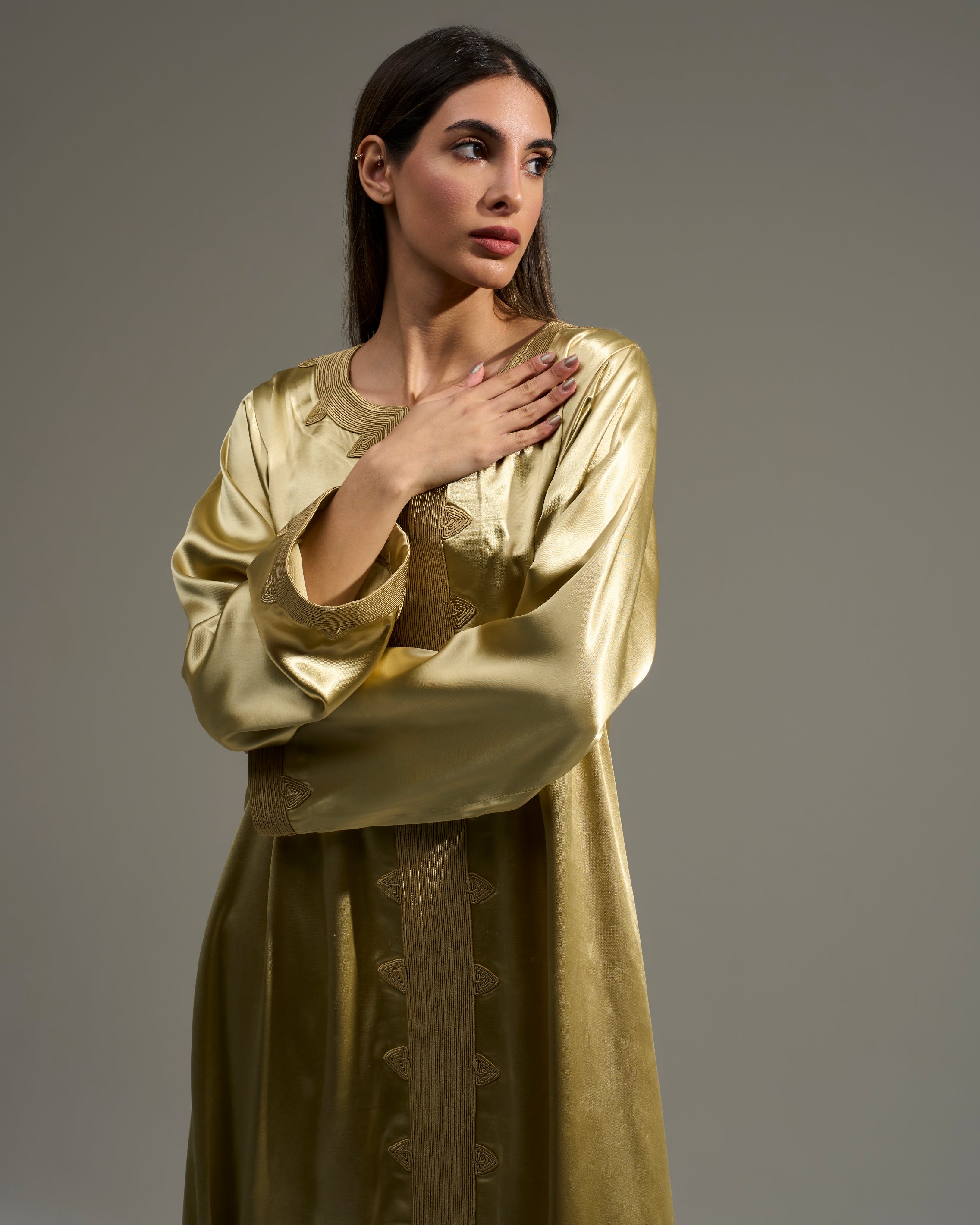 GOLD CENTERED EMBROIDERED DRESS
