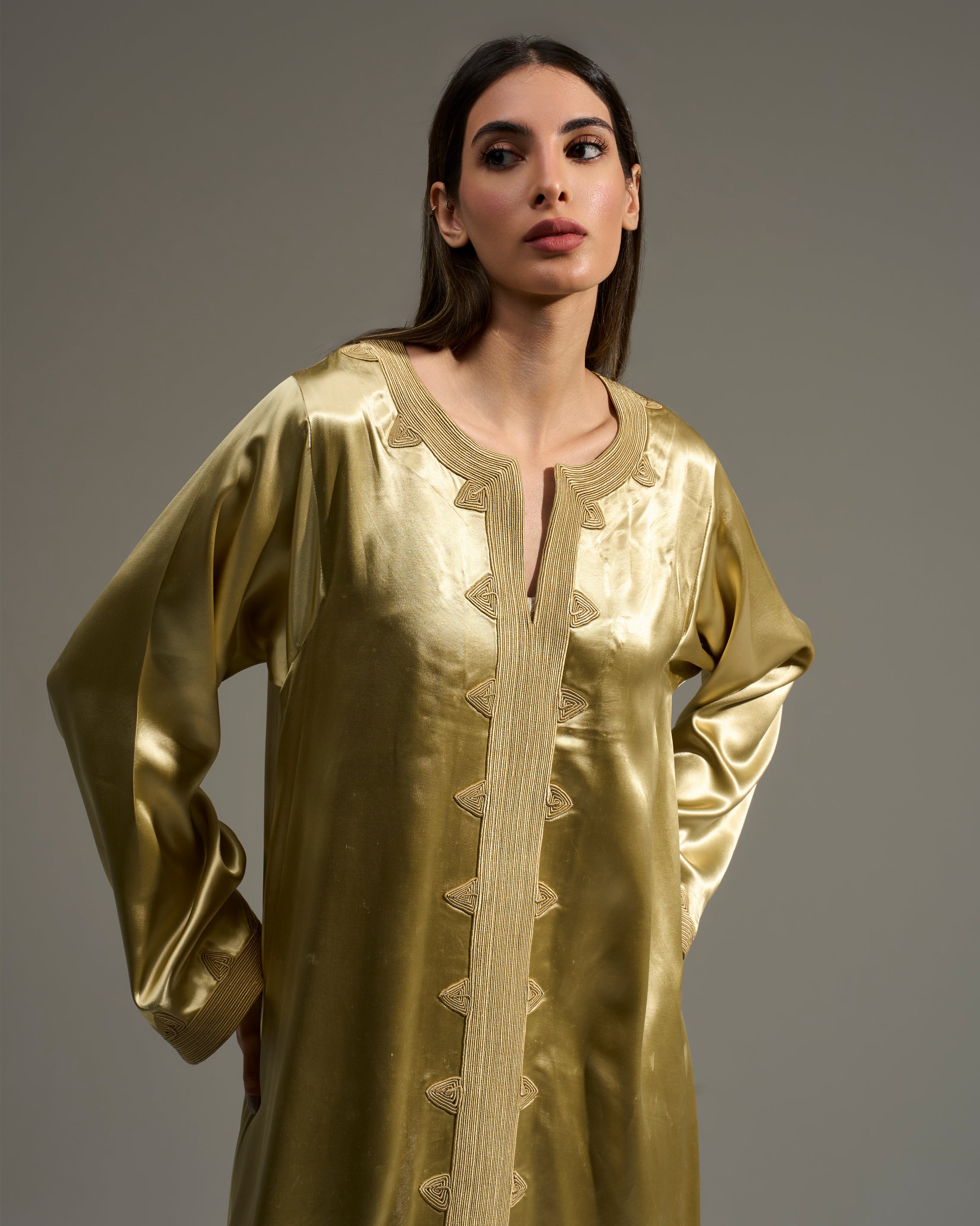 GOLD CENTERED EMBROIDERED DRESS