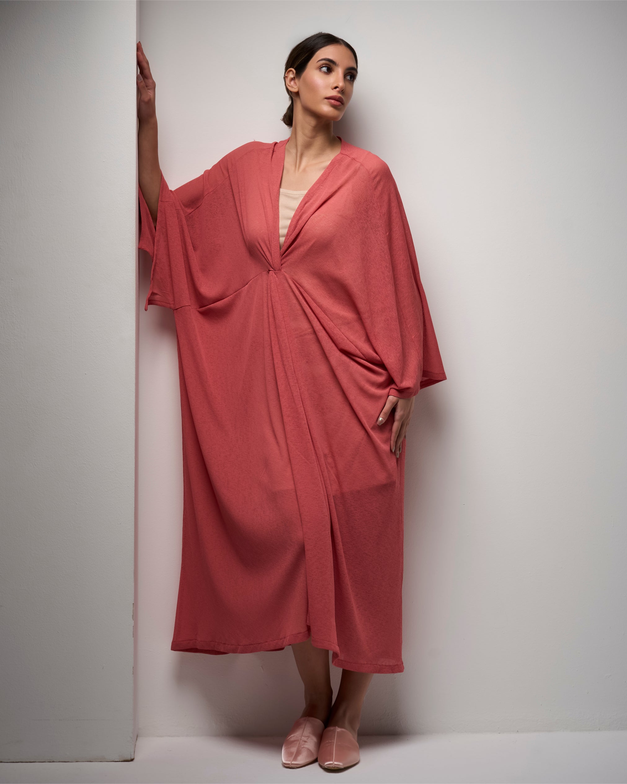 VNECK DRAPE DRESS