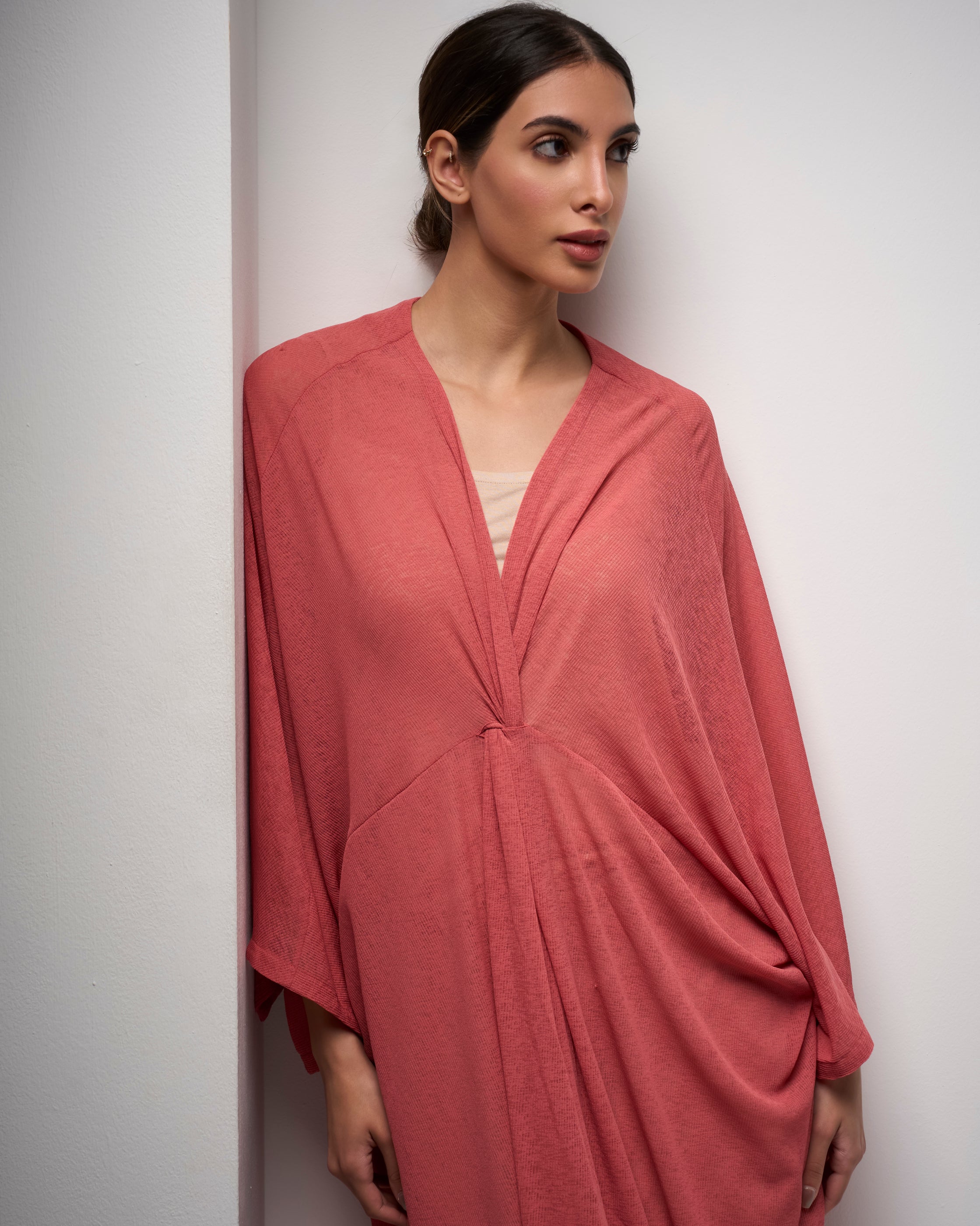 VNECK DRAPE DRESS