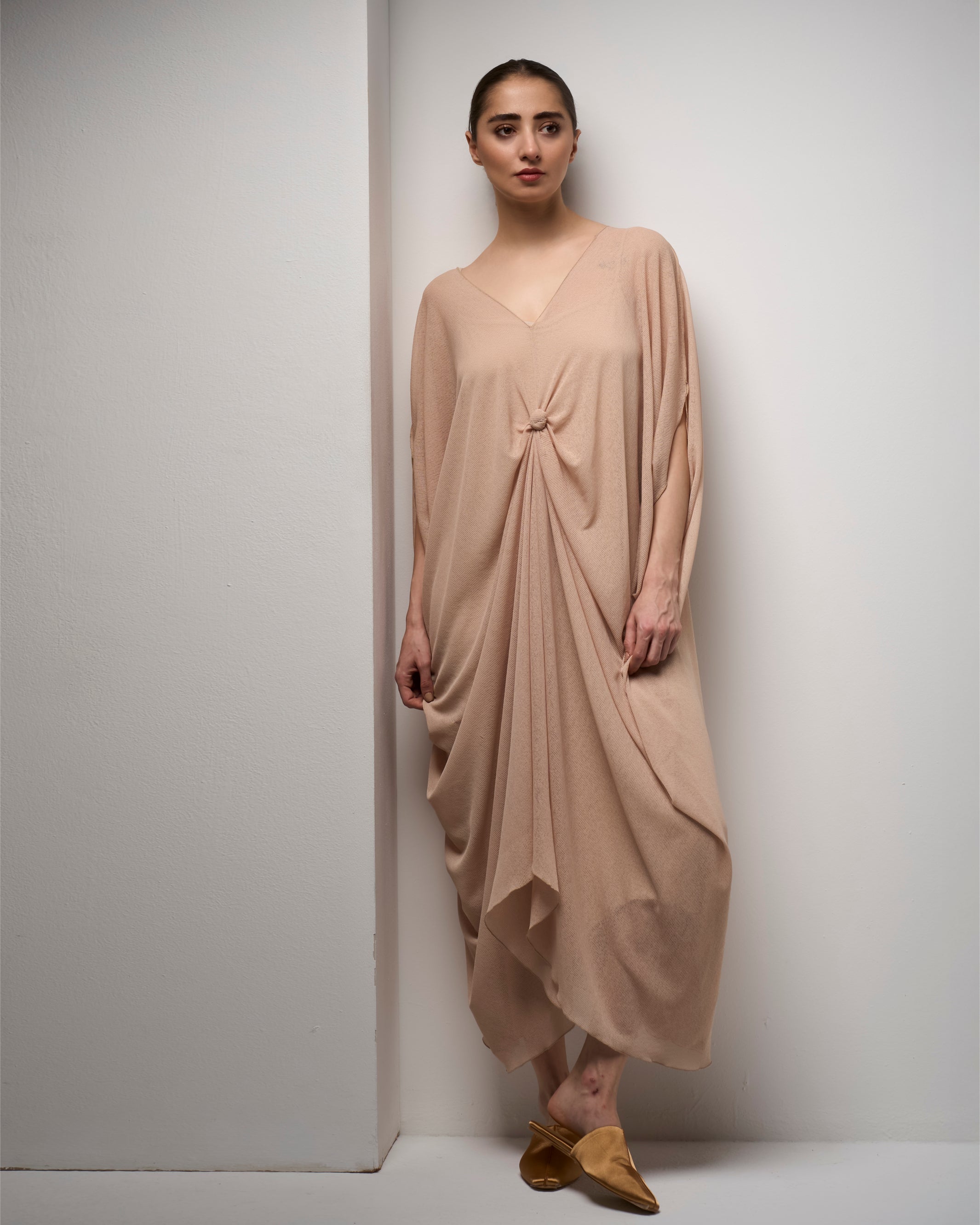 VNECK DRAPE DRESS