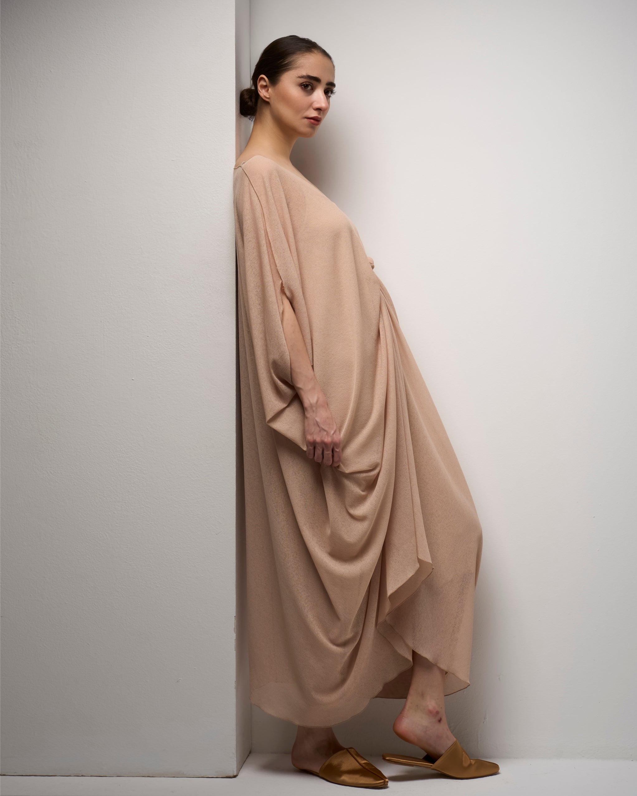 VNECK DRAPE DRESS
