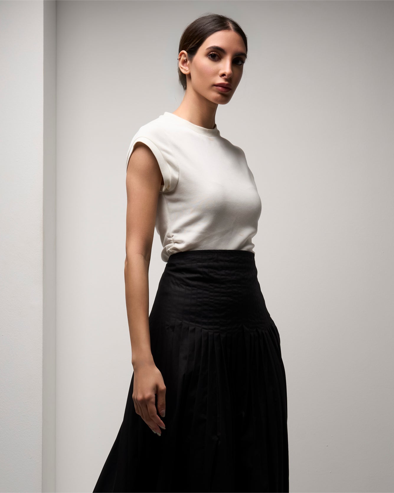 PLEATED A-LINE LONG SKIRT