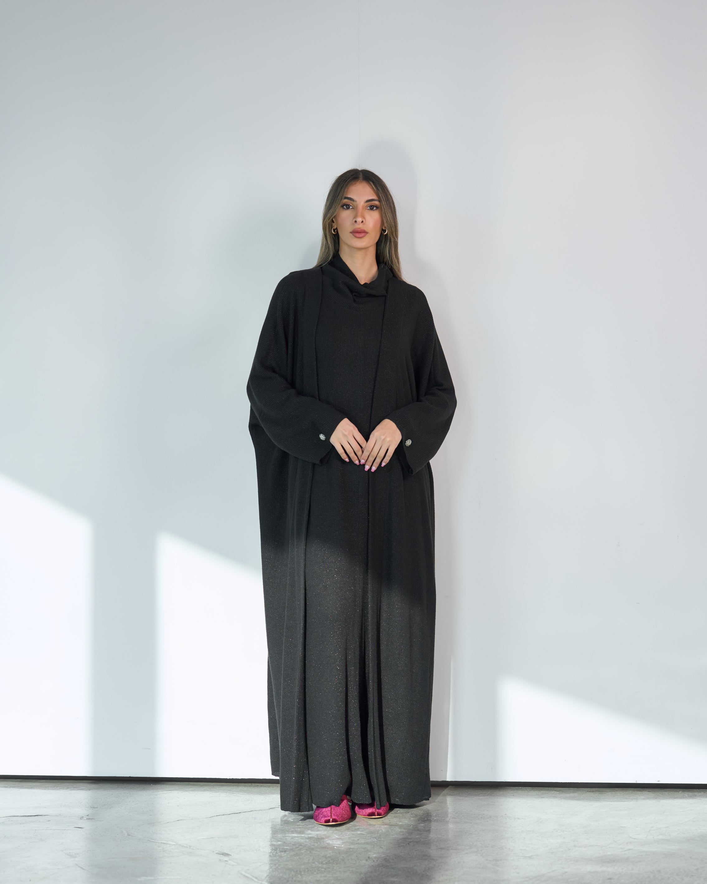 KNITTED DRESS WITH COWL NECK SET