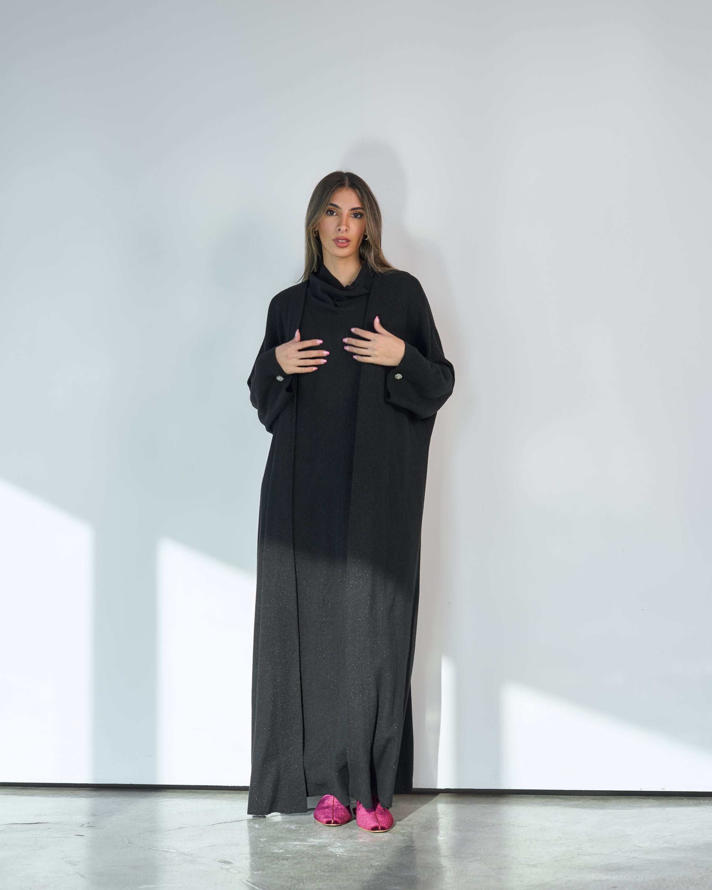 KNITTED DRESS WITH COWL NECK SET