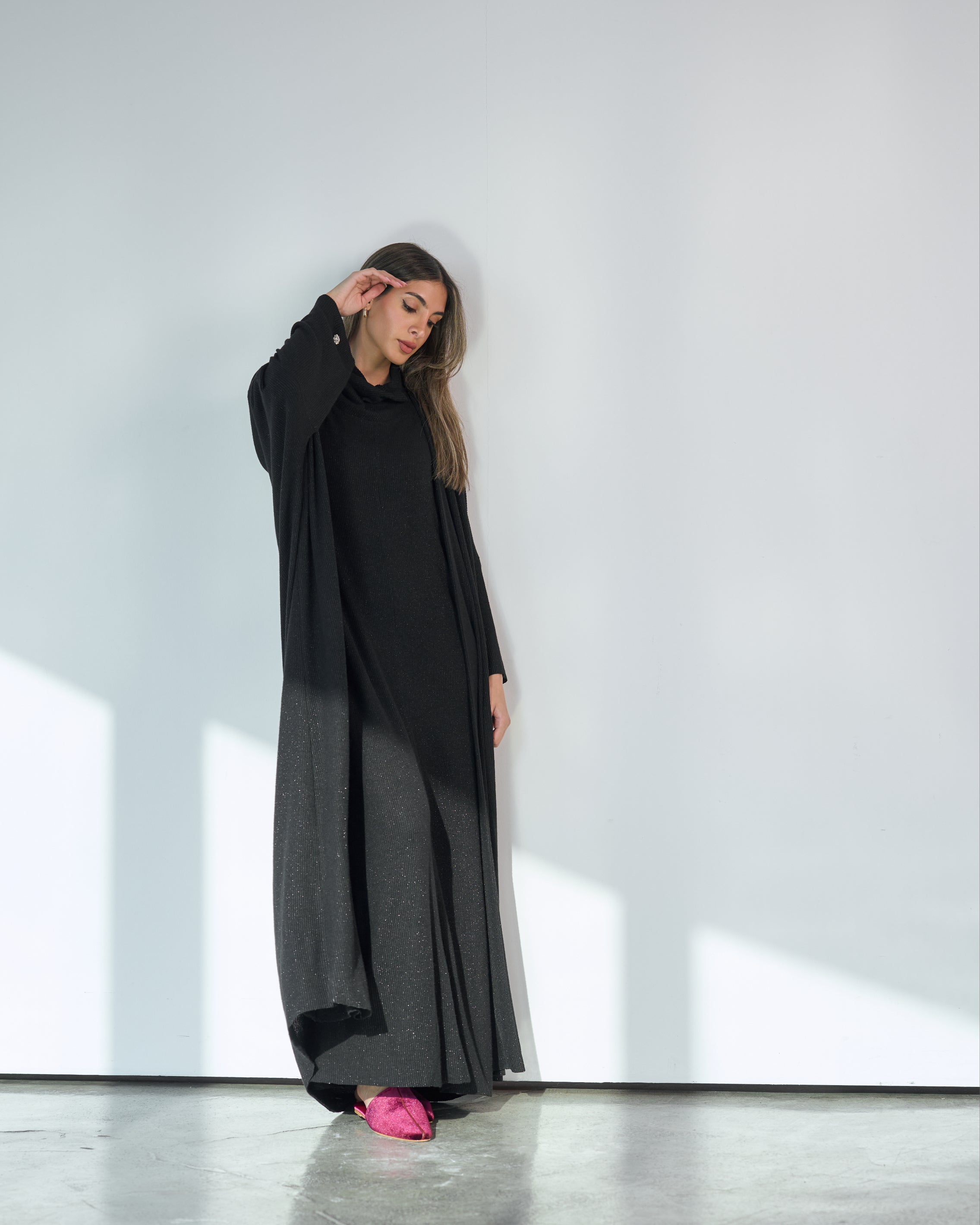 KNITTED DRESS WITH COWL NECK SET