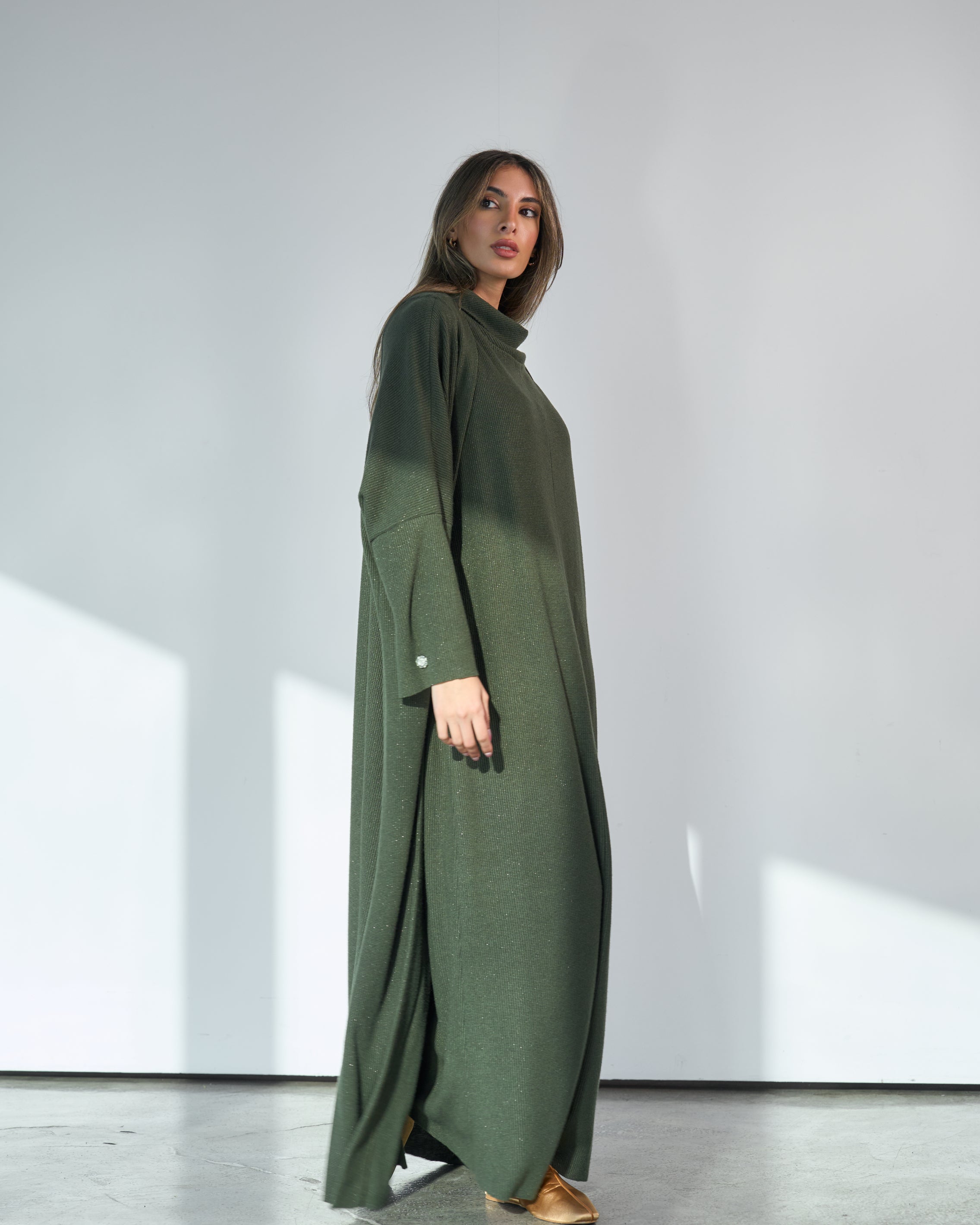 KNITTED DRESS WITH COWL NECK SET