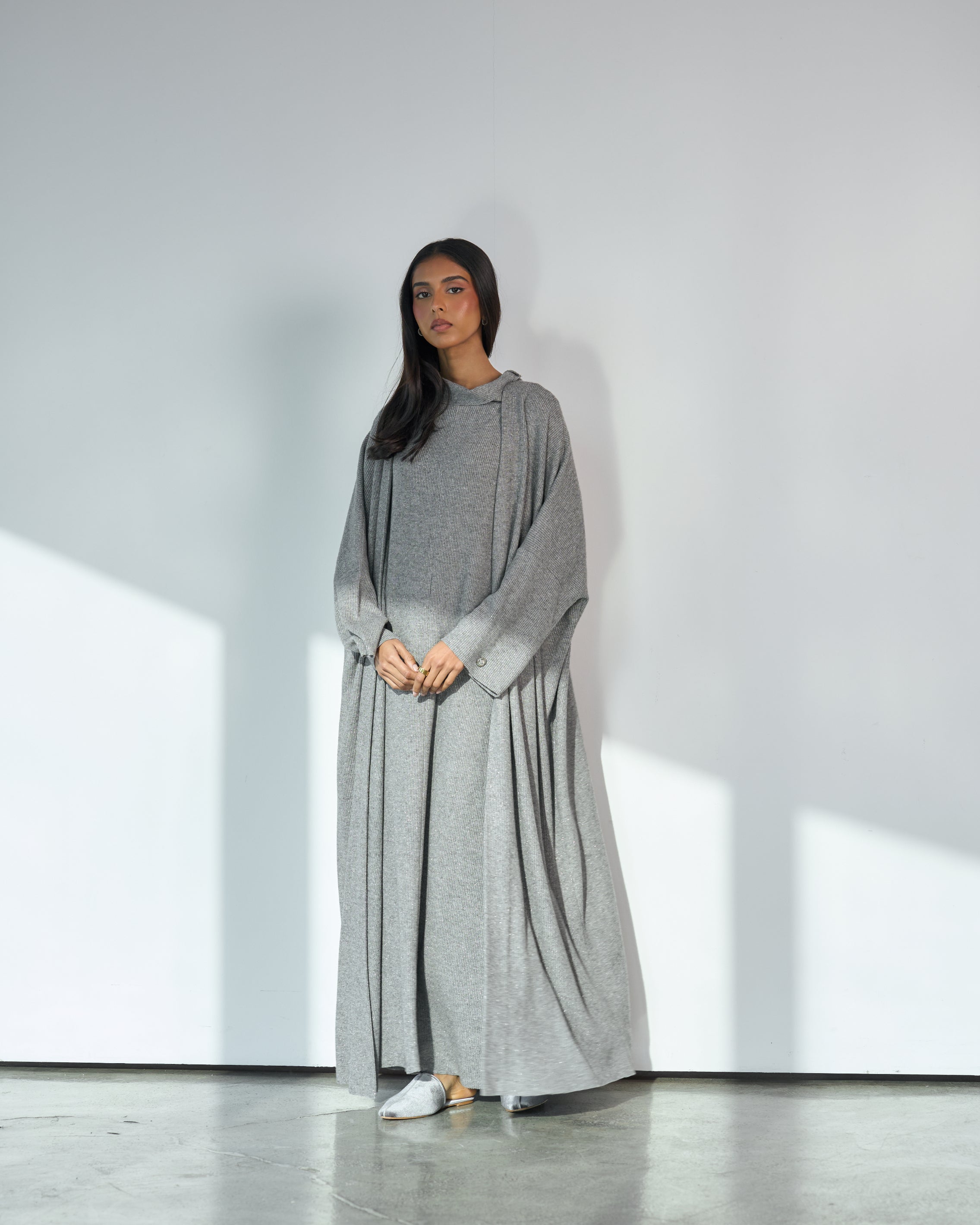 KNITTED DRESS WITH COWL NECK SET