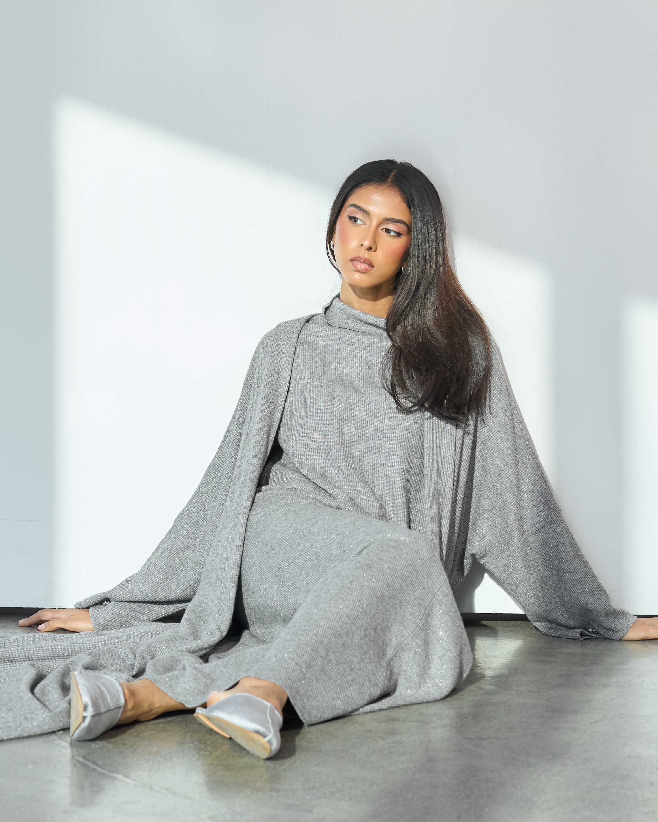 KNITTED DRESS WITH COWL NECK SET