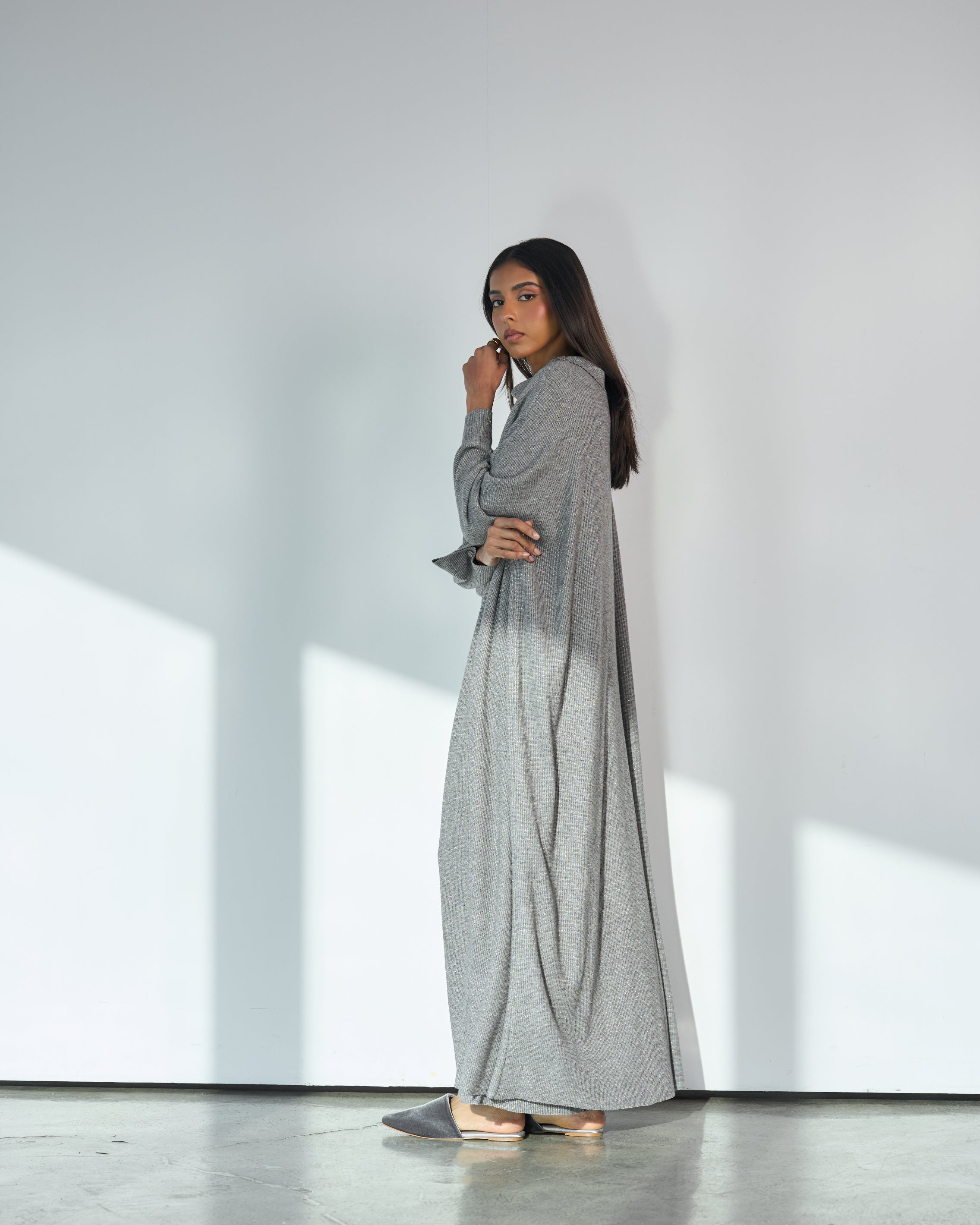 KNITTED DRESS WITH COWL NECK SET