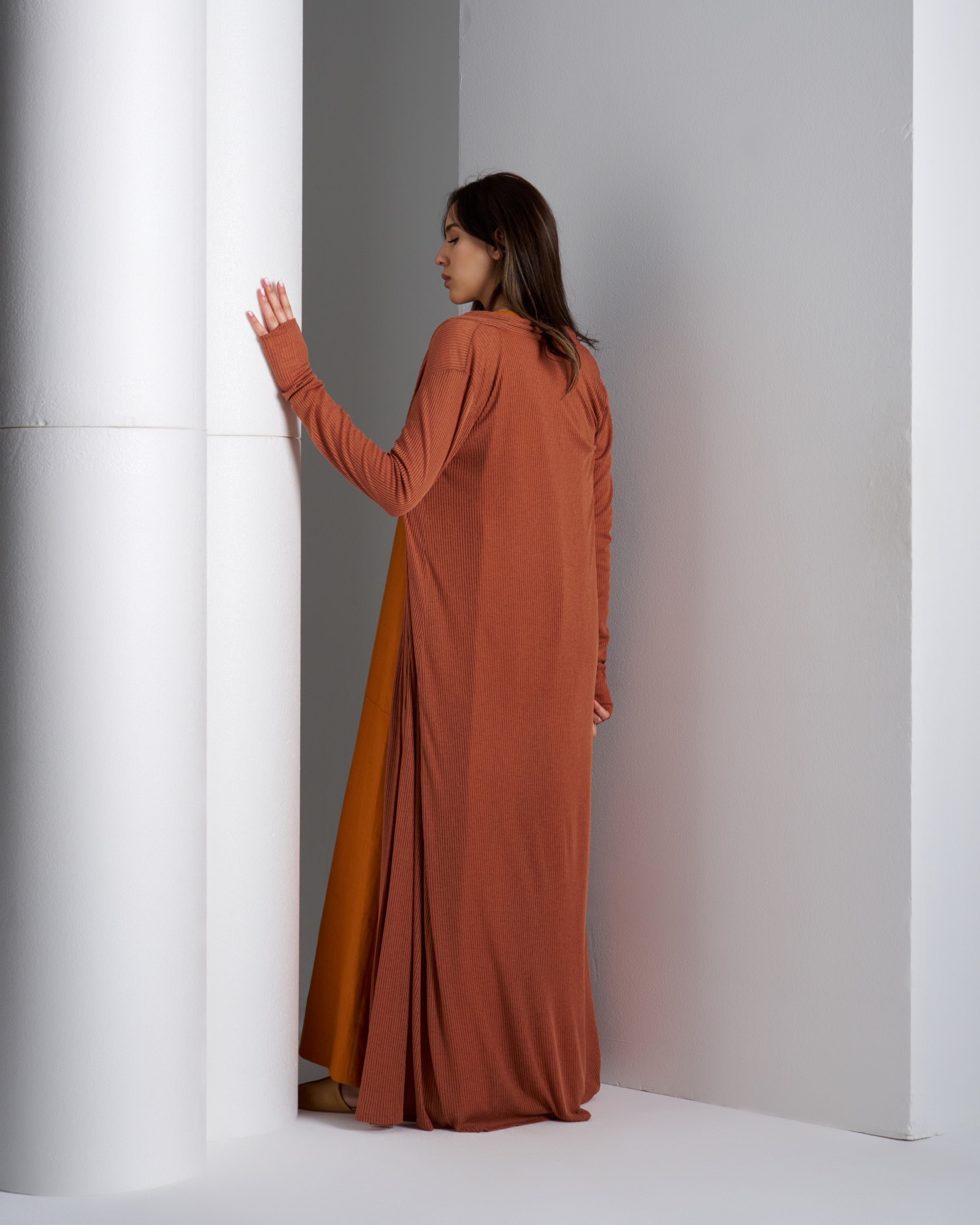 Ribbed Long Knit Cardigan Set