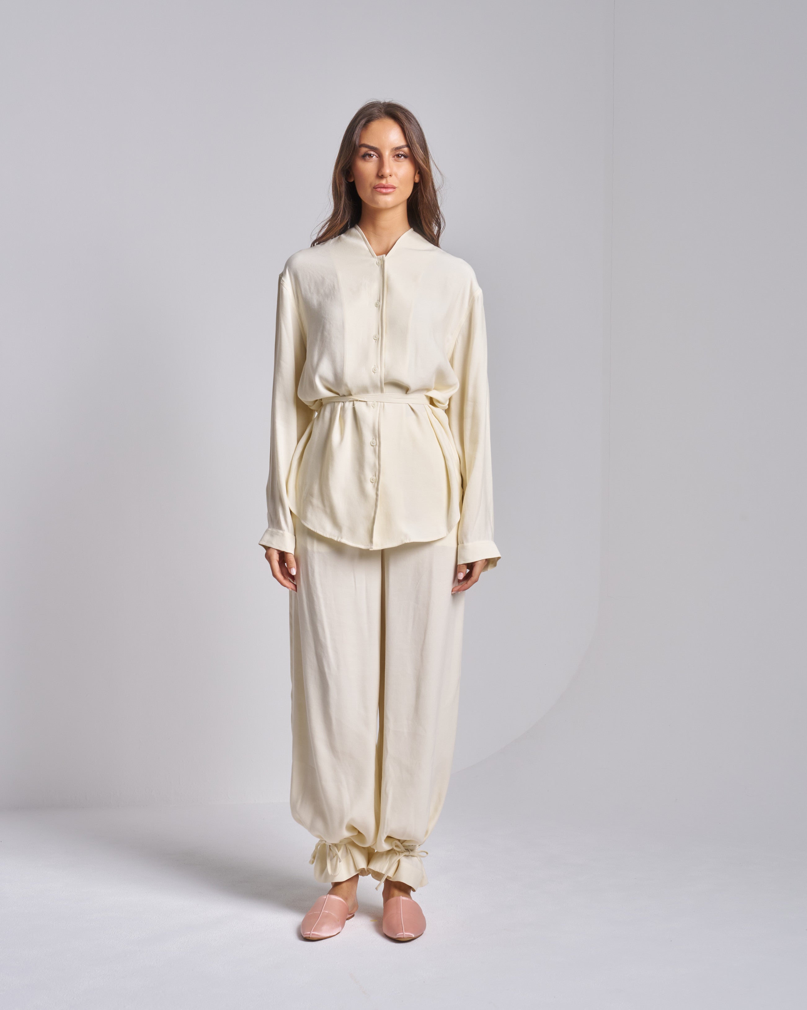 Cotton Crepe Set with Pants and Shirt
