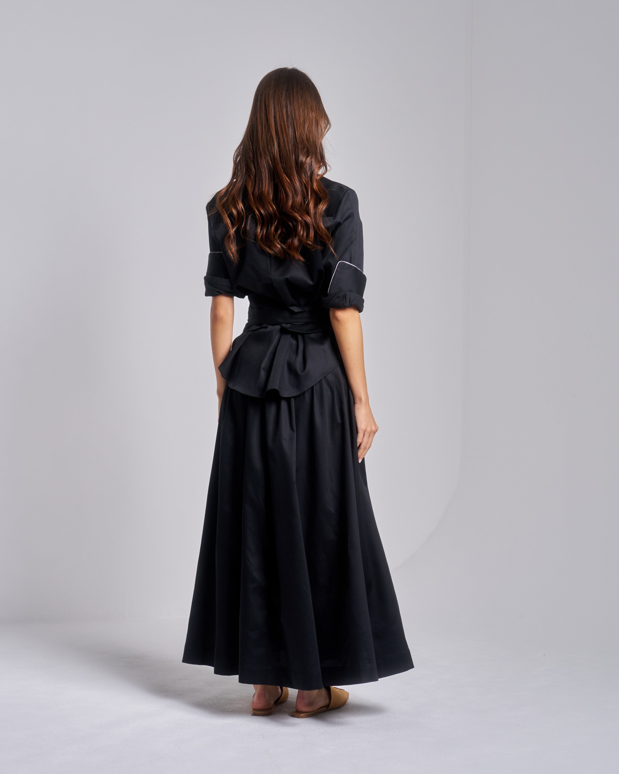 Kimono Belt Skirt Set with Long Shirt Jacket