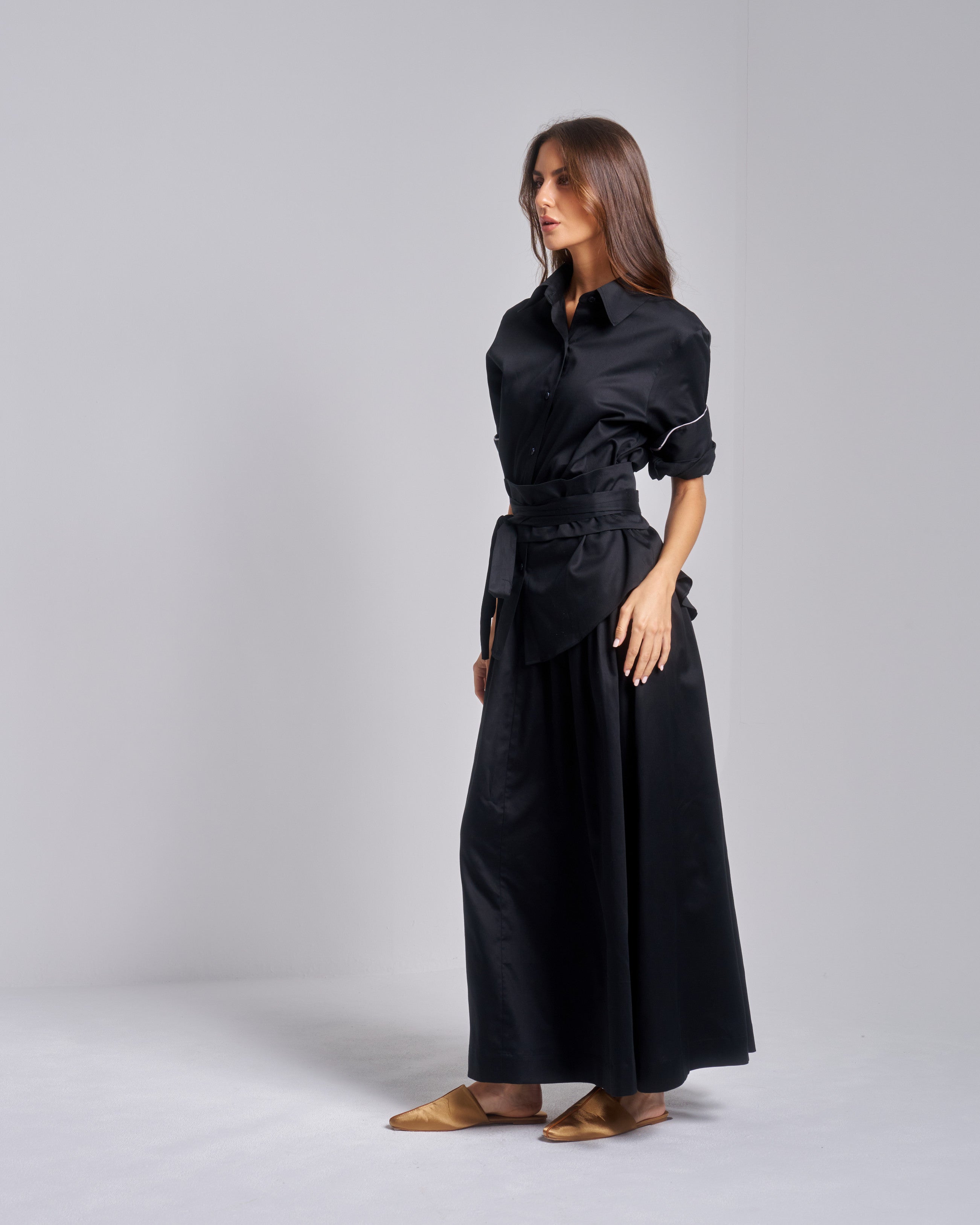 Kimono Belt Skirt Set with Long Shirt Jacket
