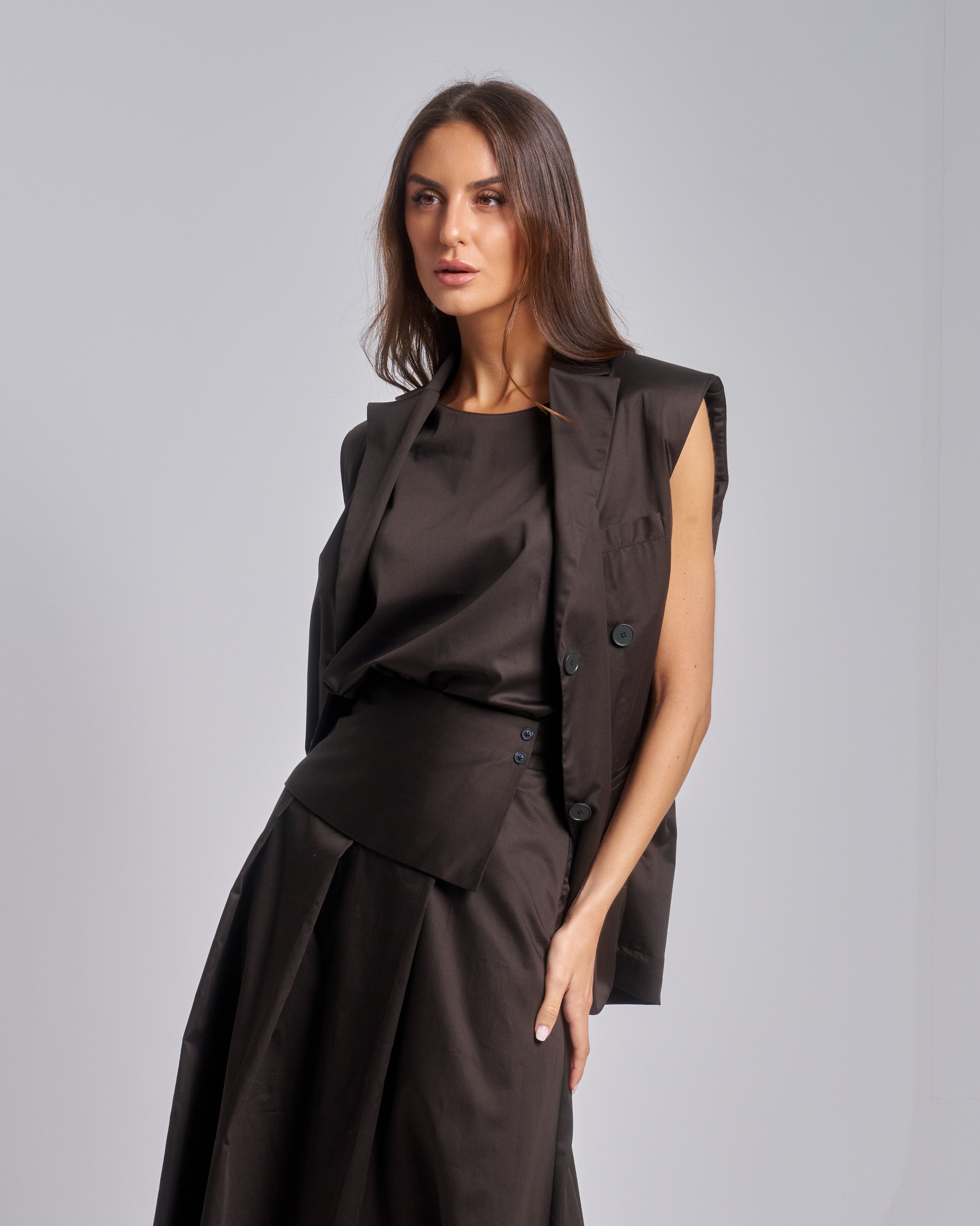 Cotton Set Vest with Top and Skirt