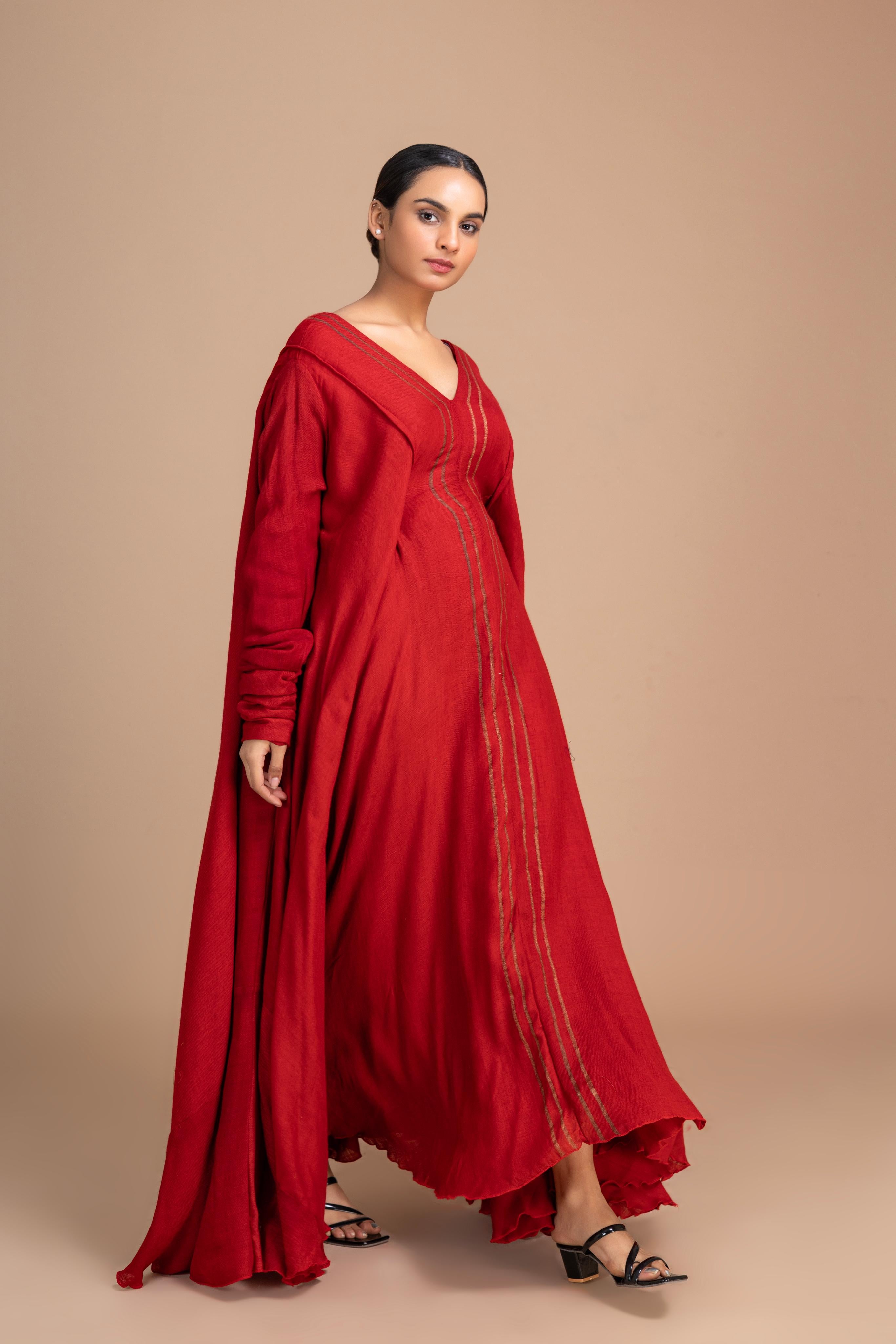 WOOL 1 VNECK RED PERSIAN