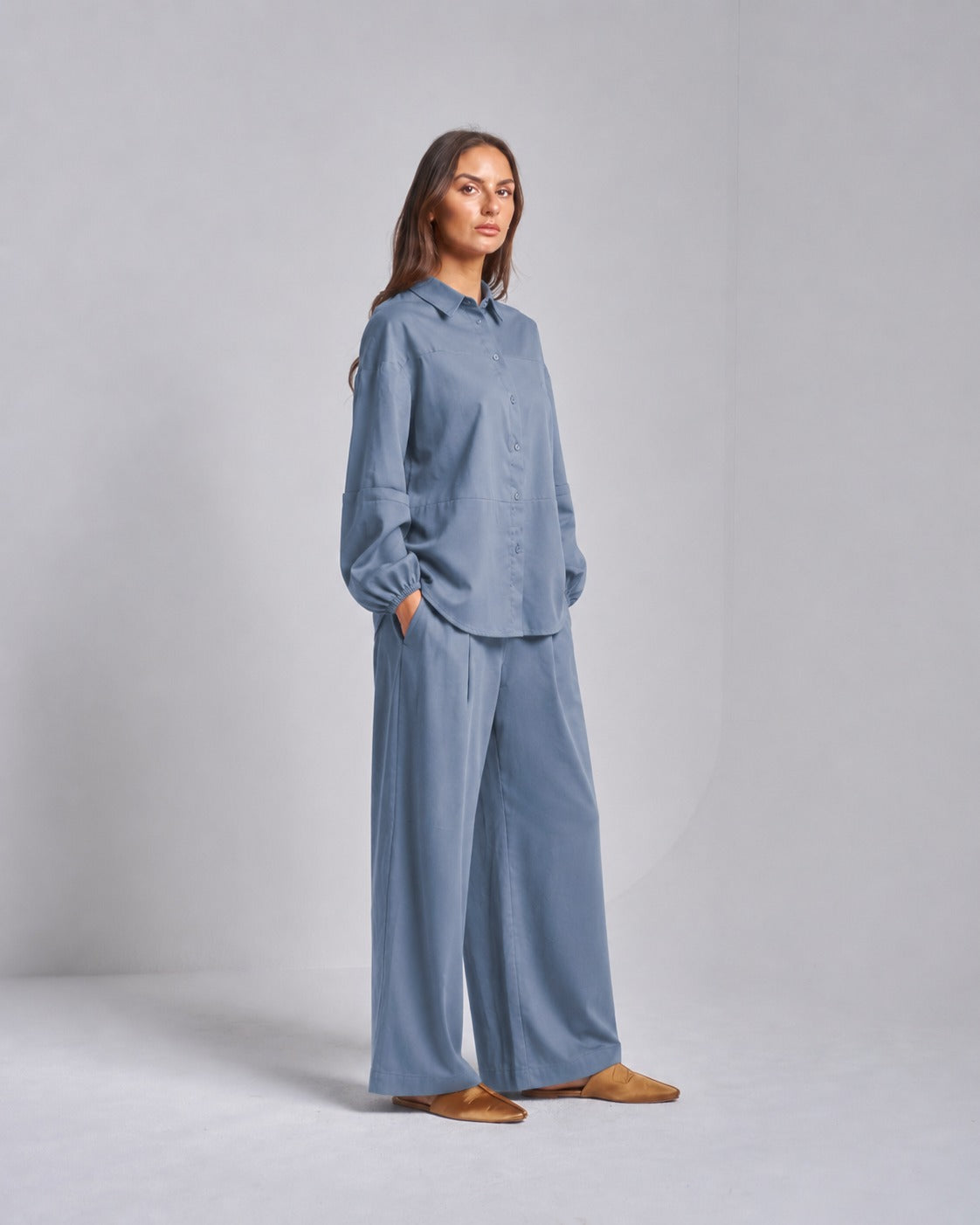 Cotton Set with Wide Pants