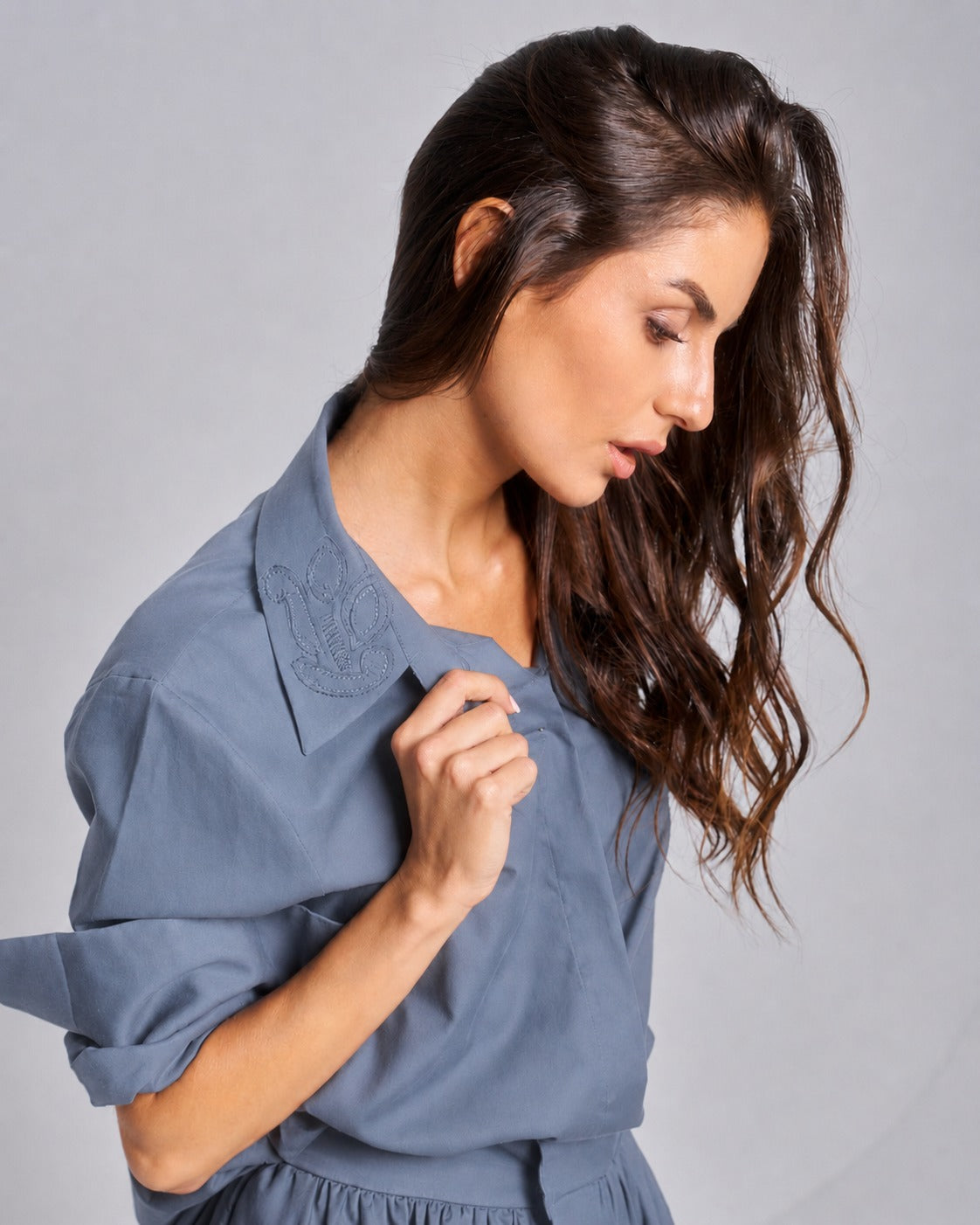 Cotton Set Shirt with Wide Pants
