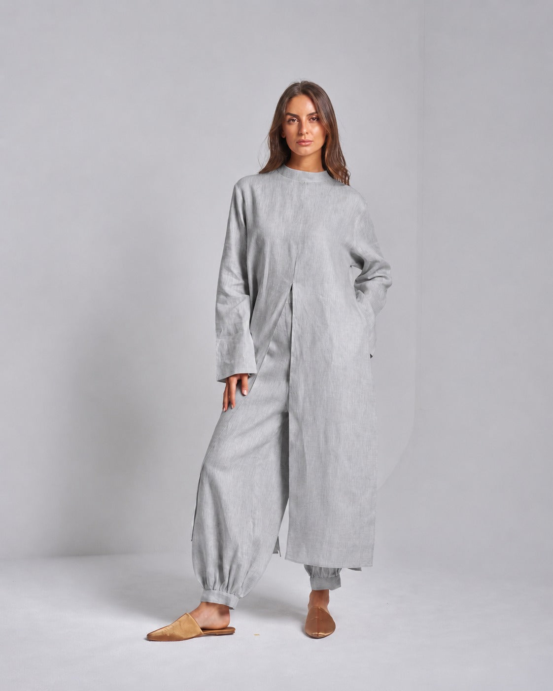 Linen Long Sleeve Shirt with Pants