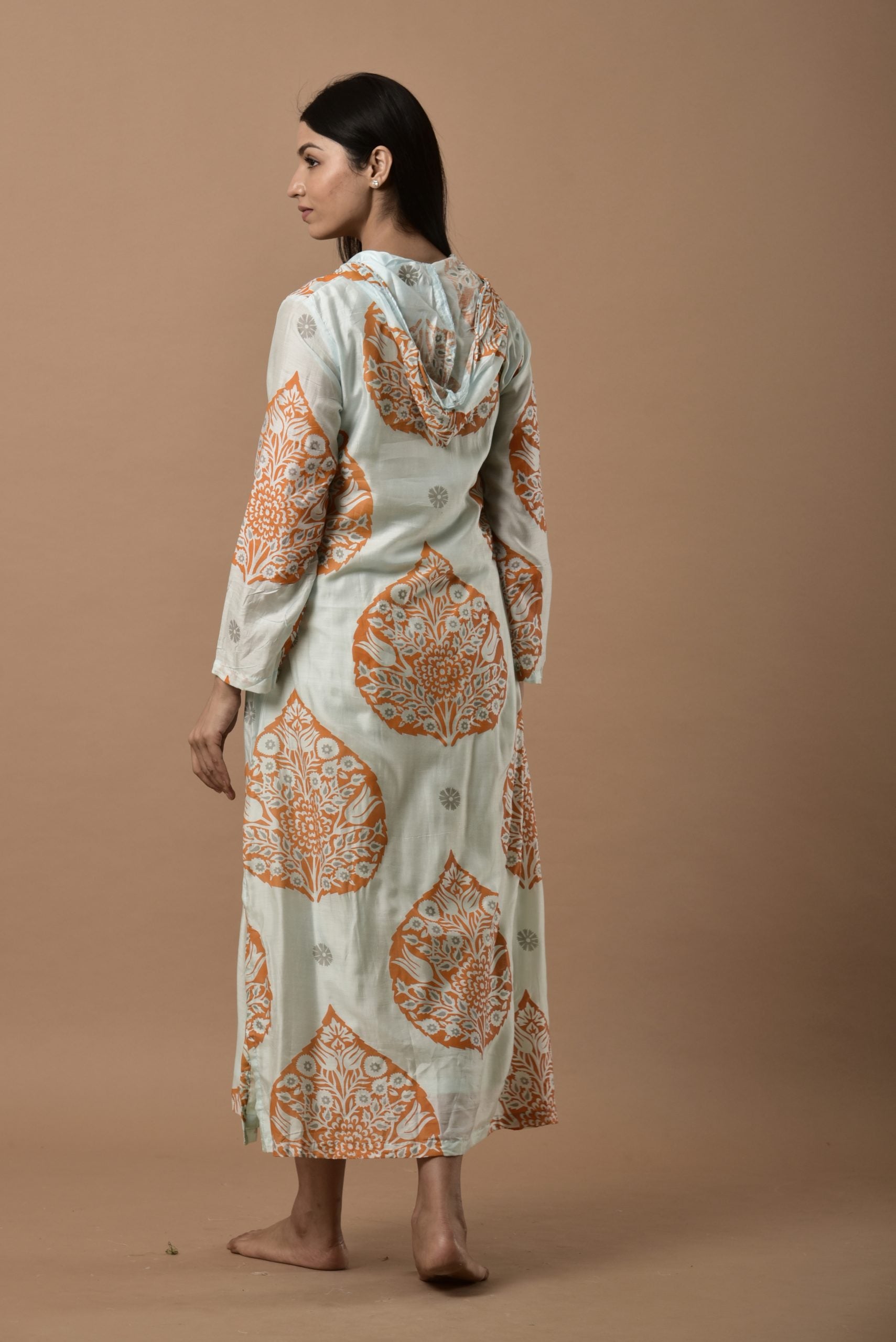 Hoody Silk Aqua Alocasia