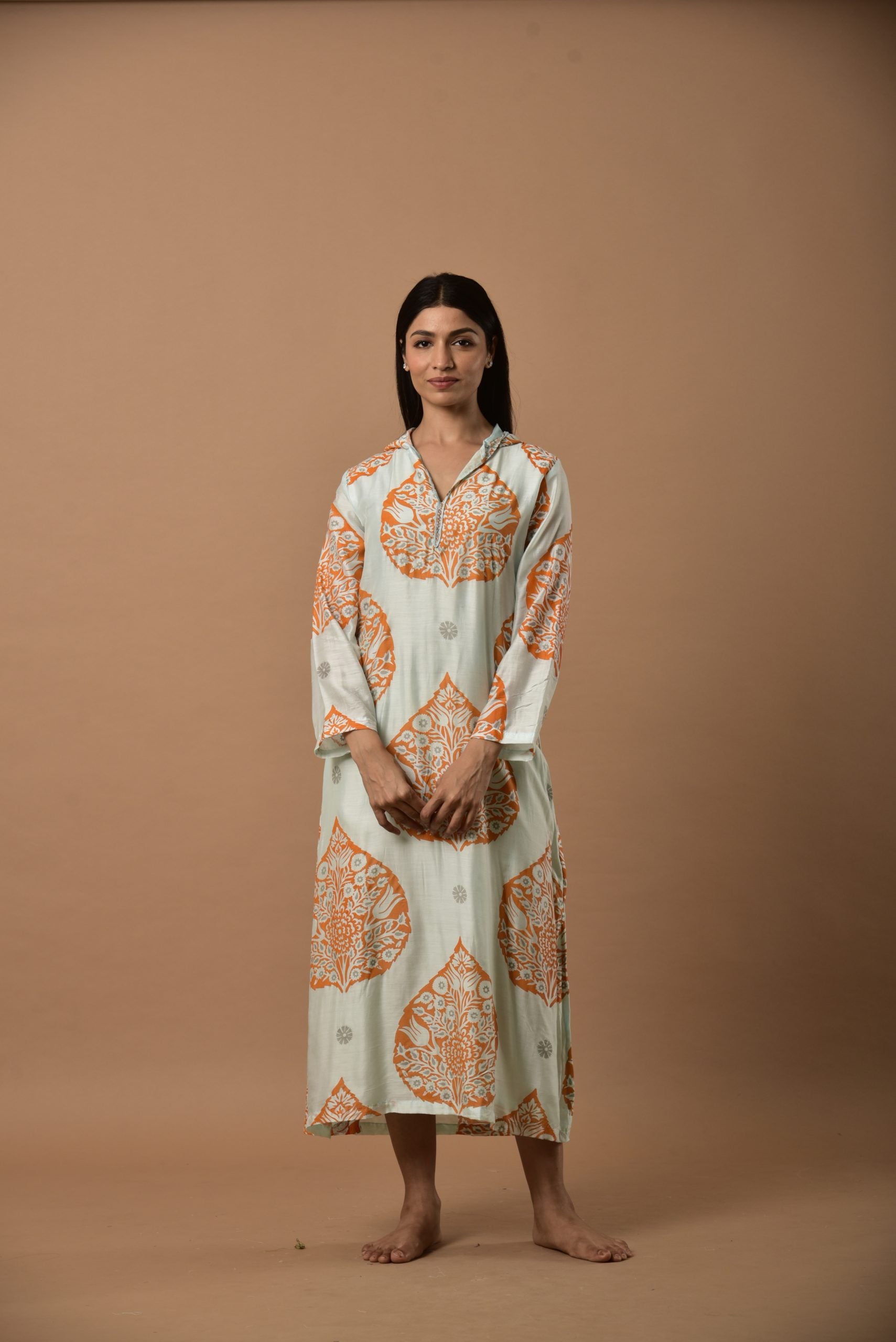 Hoody Silk Aqua Alocasia