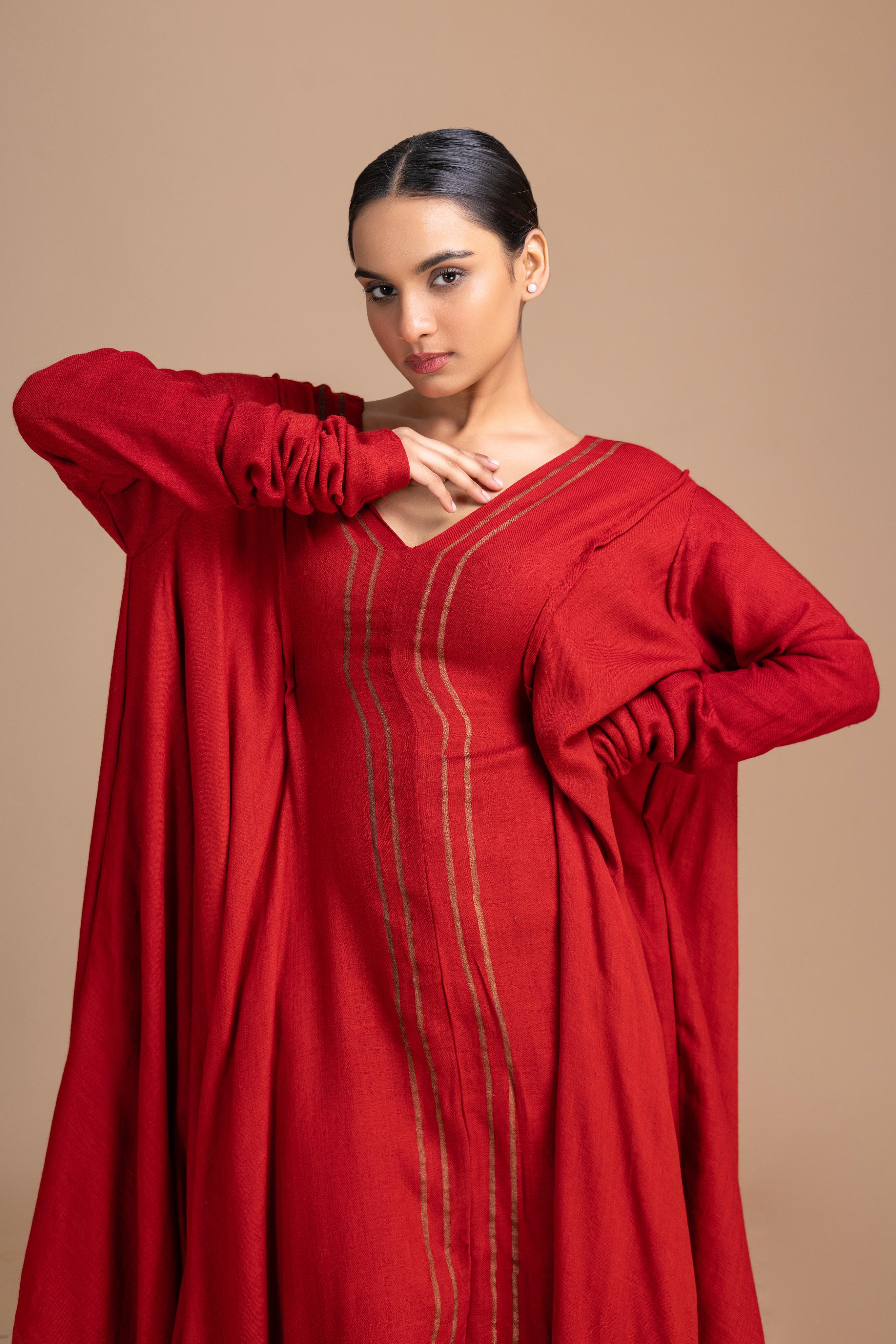WOOL 1 VNECK RED PERSIAN