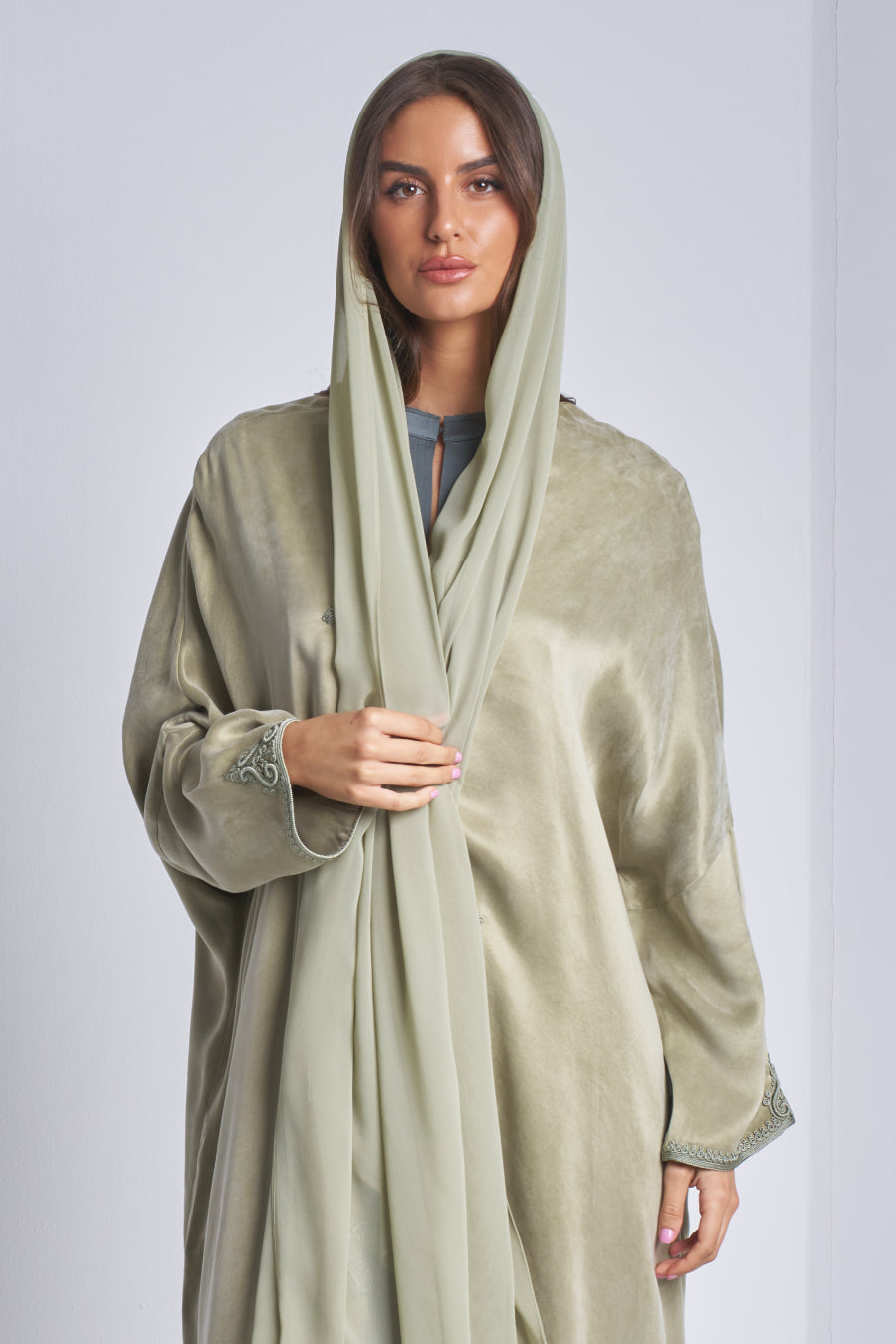 SS26-Silk Abaya with scarf