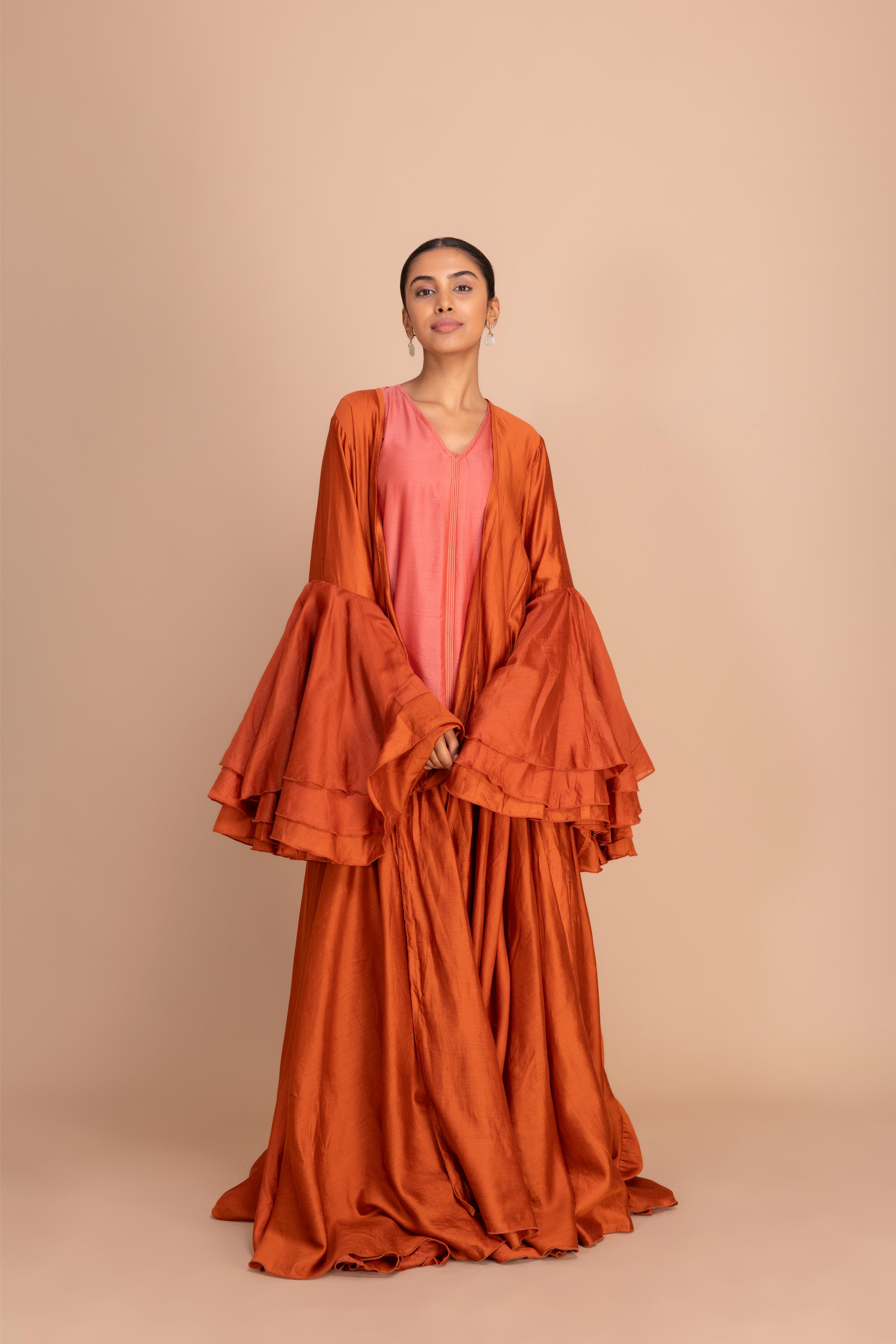 12 WIDE SLEEVES BISHT SET FADED ROSE PERSIAN