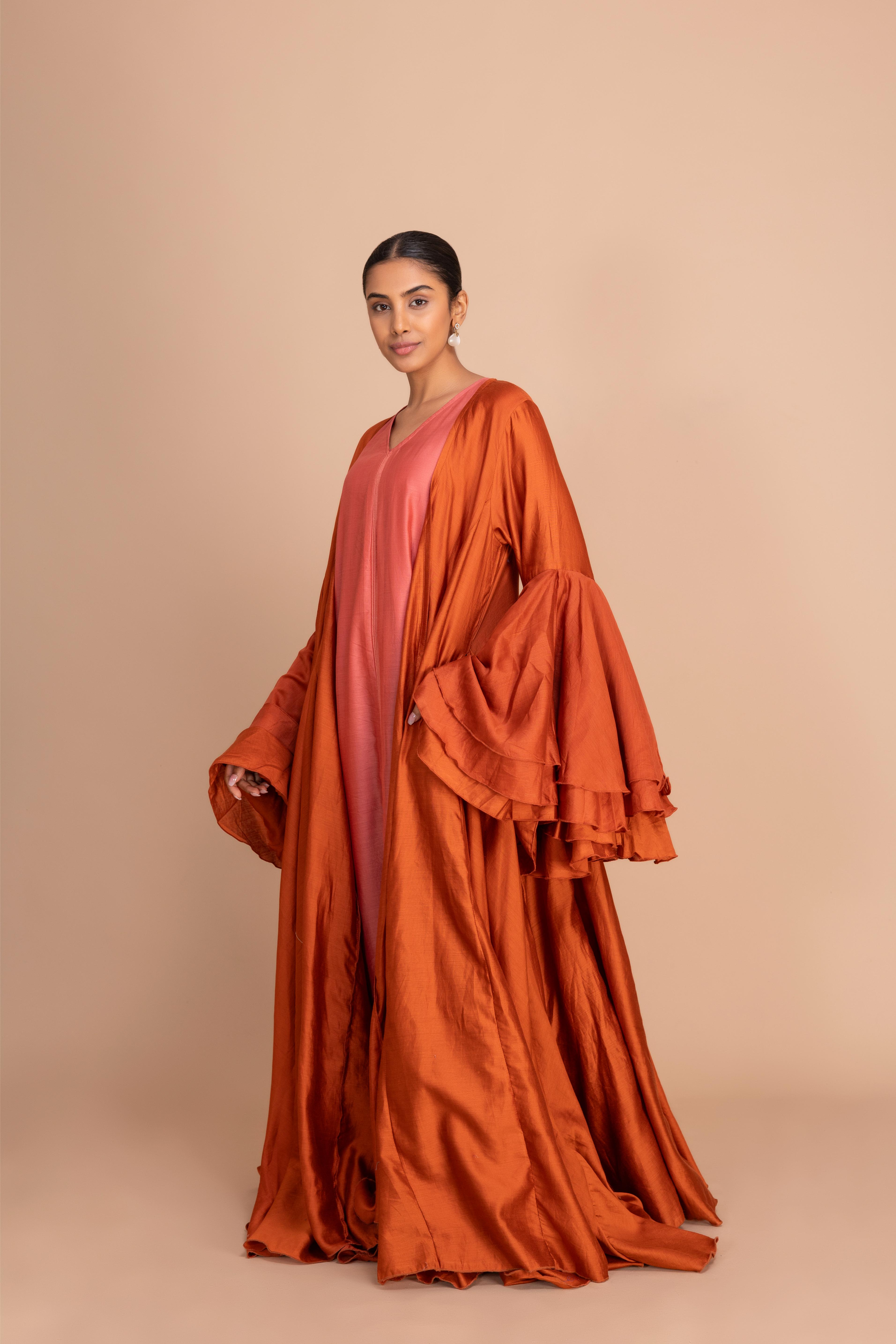 12 WIDE SLEEVES BISHT SET FADED ROSE PERSIAN