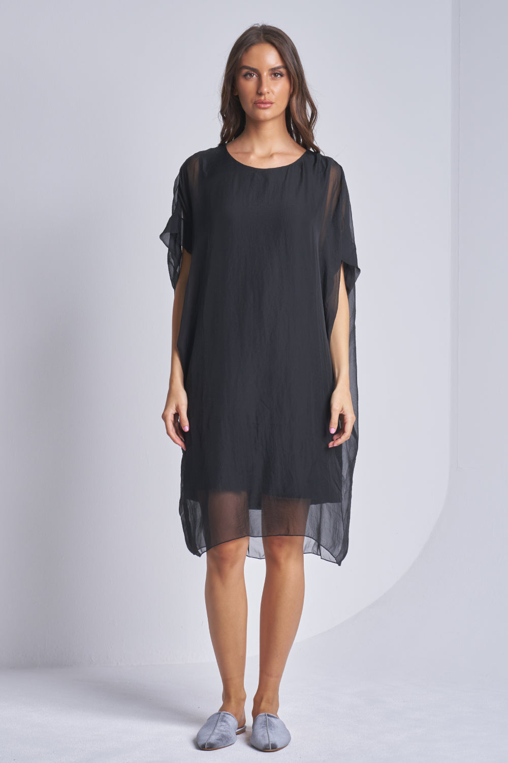 SILK DRESS WITH COTTON LINING