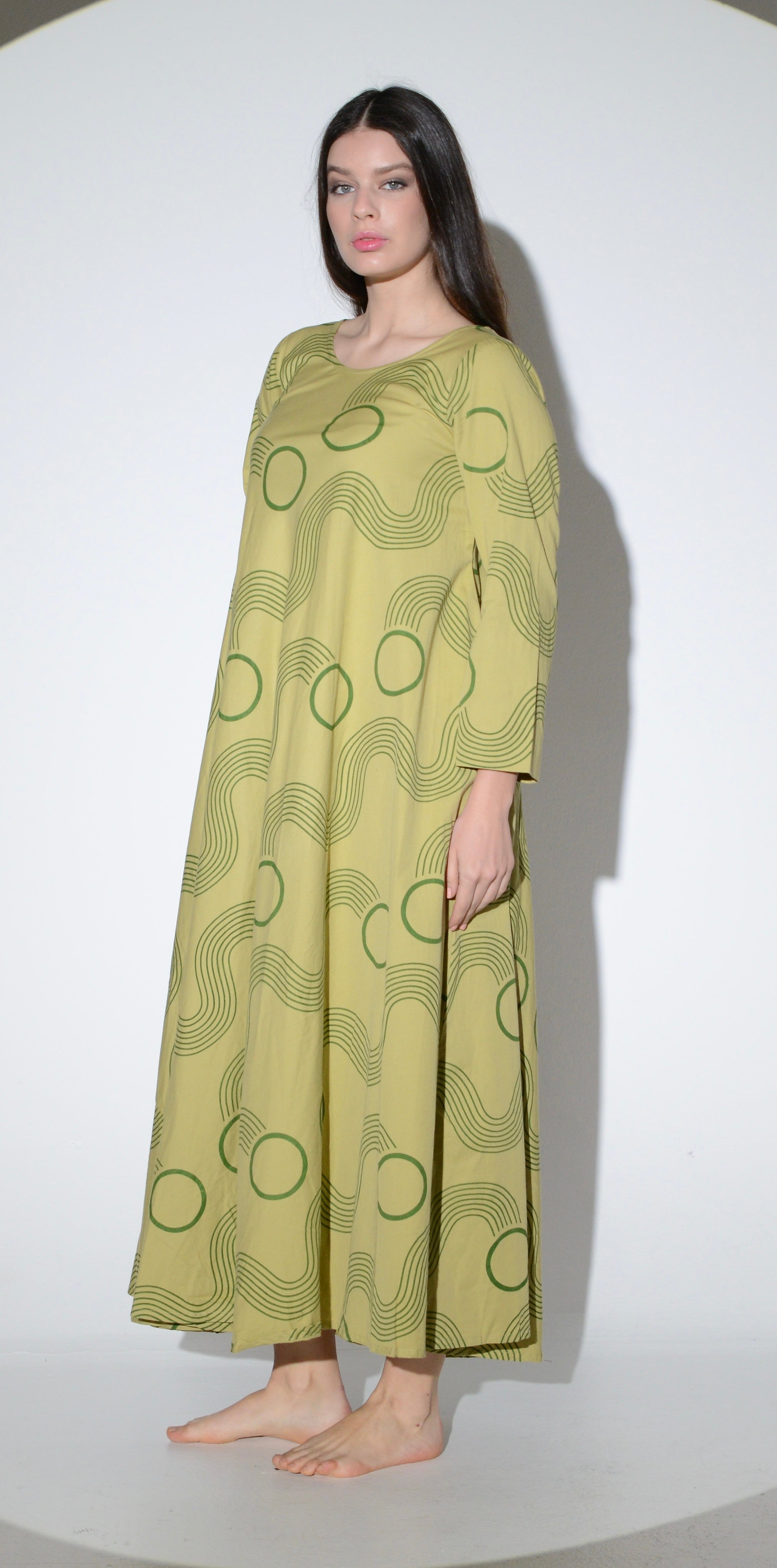 Tent Dress With Sleeves Olive Waves