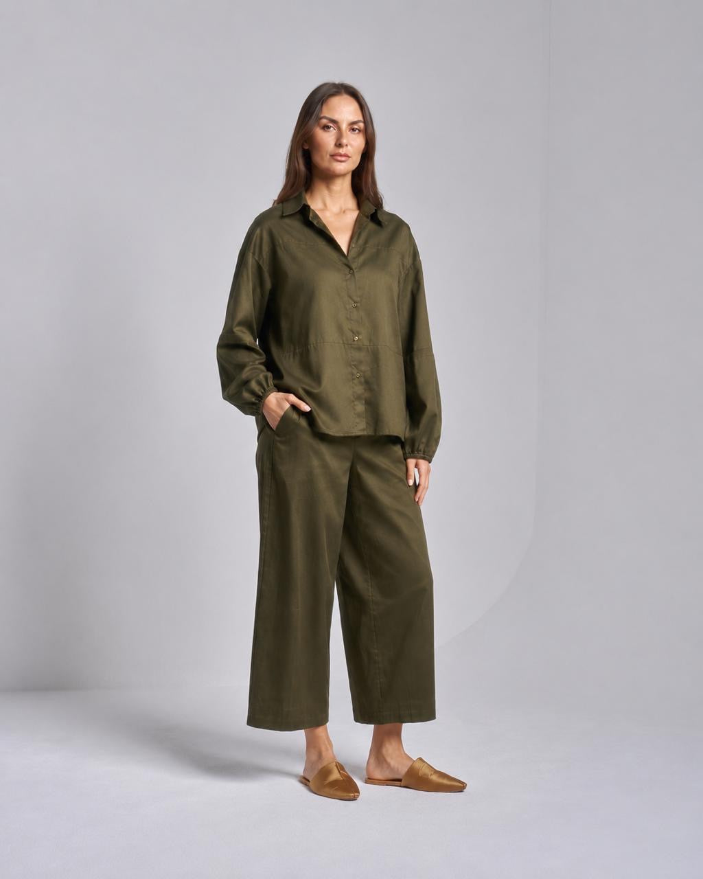 Cotton Set with Wide Pants