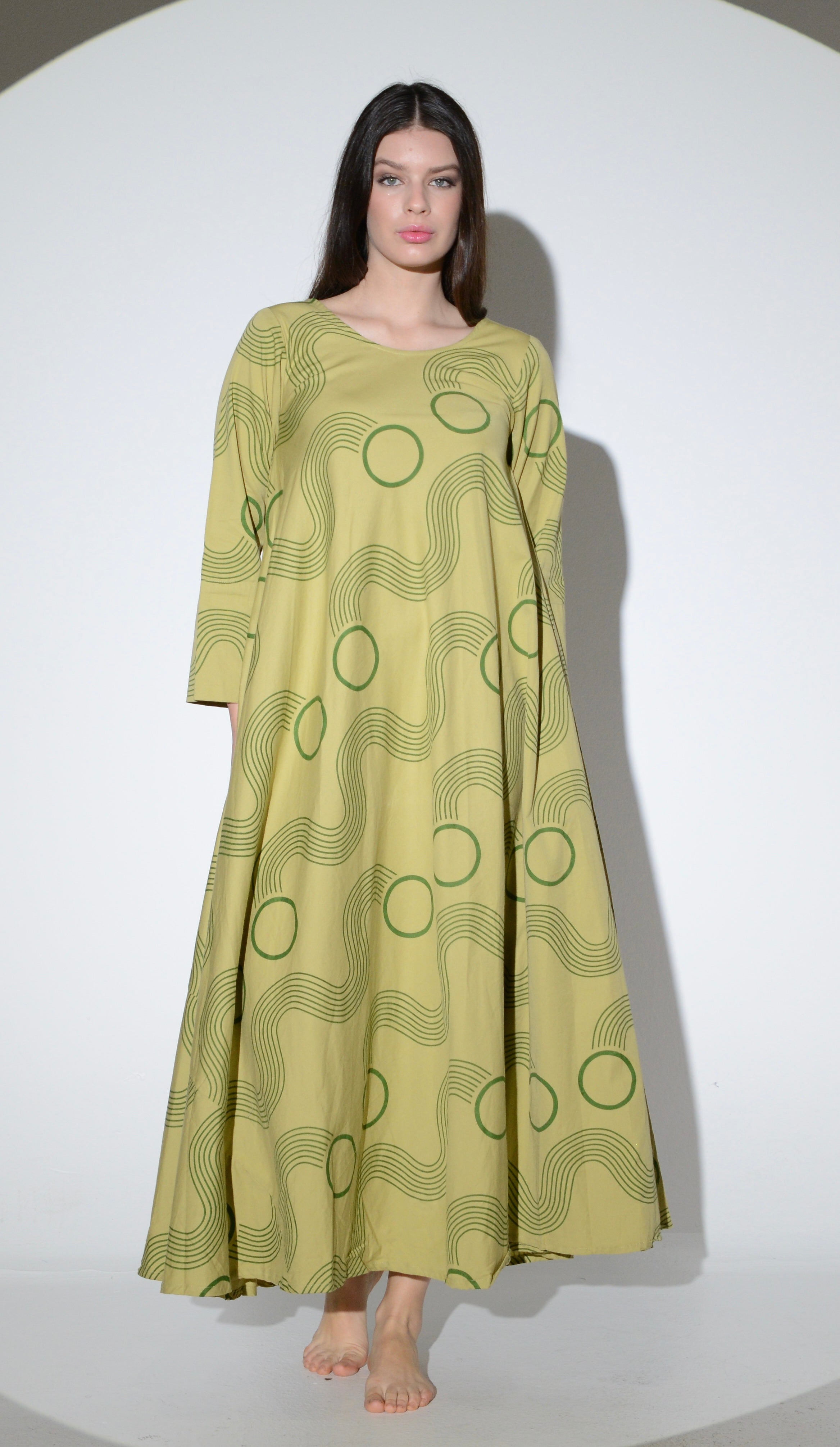 Tent Dress With Sleeves Olive Waves