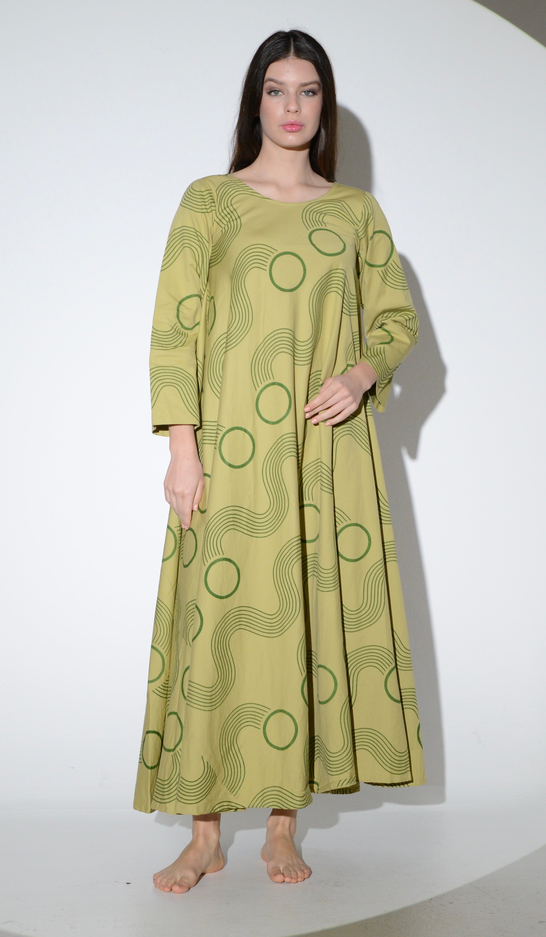 Tent Dress With Sleeves Olive Waves