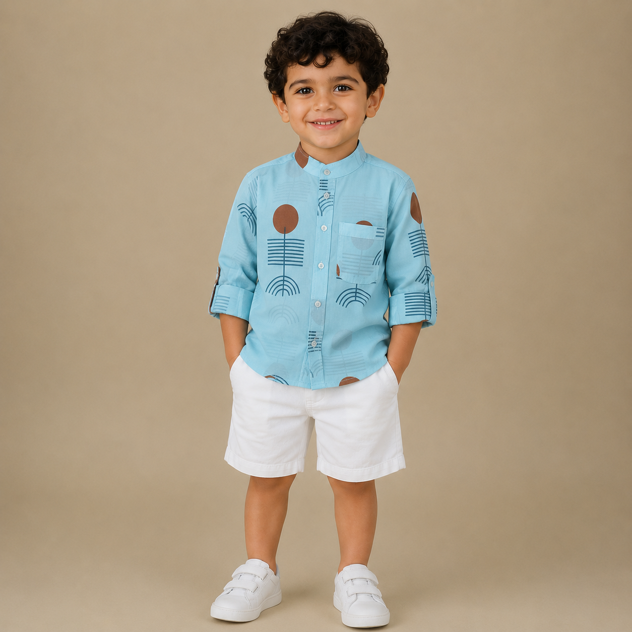 BOYS Short & Shirt Set Aqua Trendy