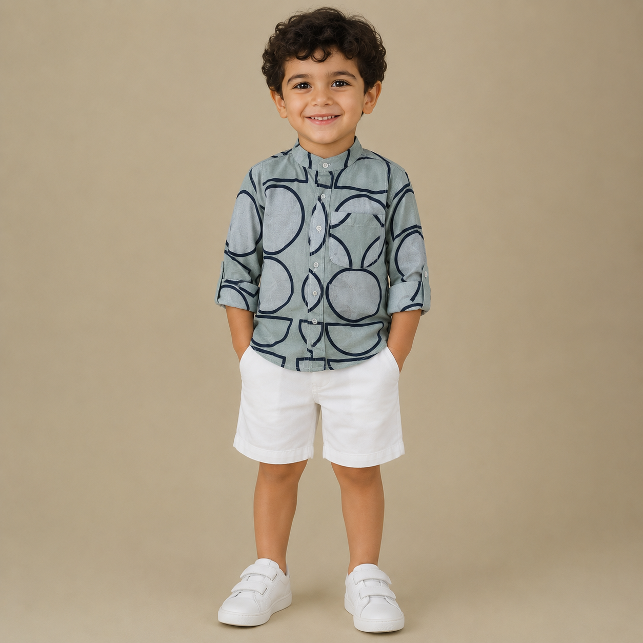BOYS Short & Shirt Set Ash Geo