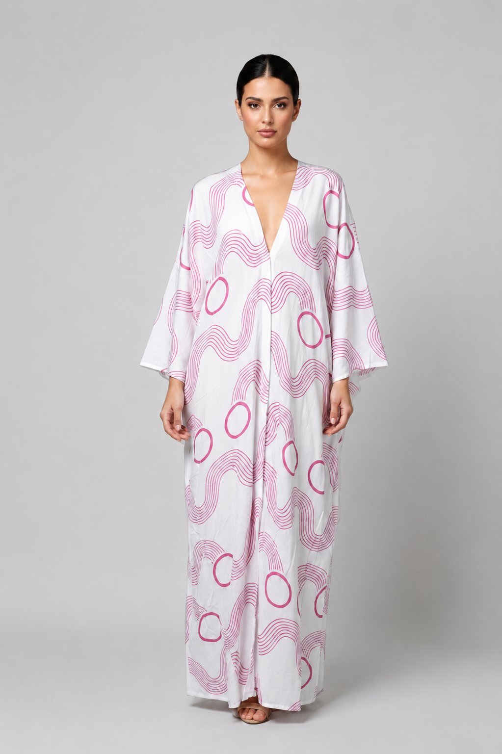 Bisht With Pockets Grey Waves