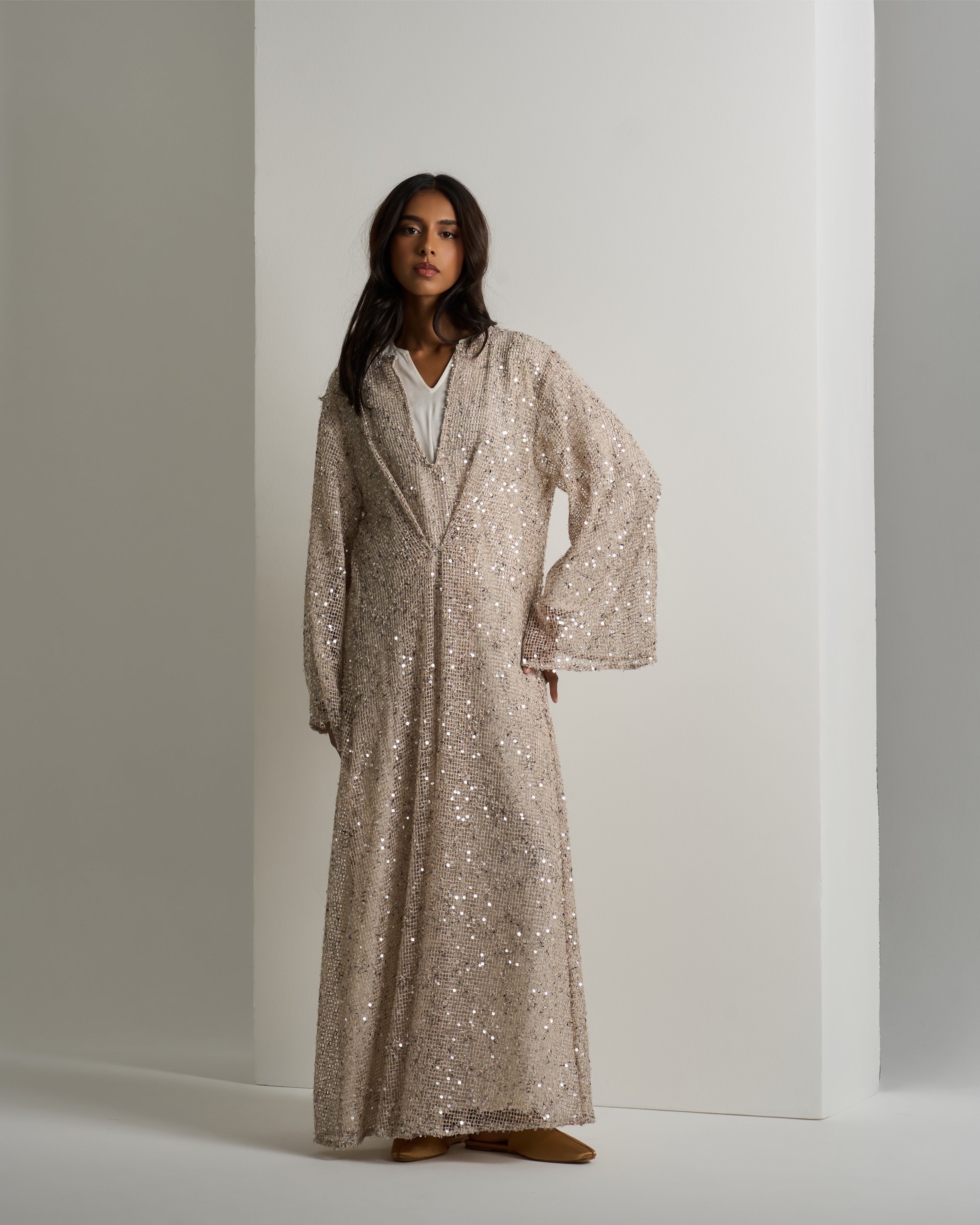 SINGLE BUTTON SEQUENCE DRESS